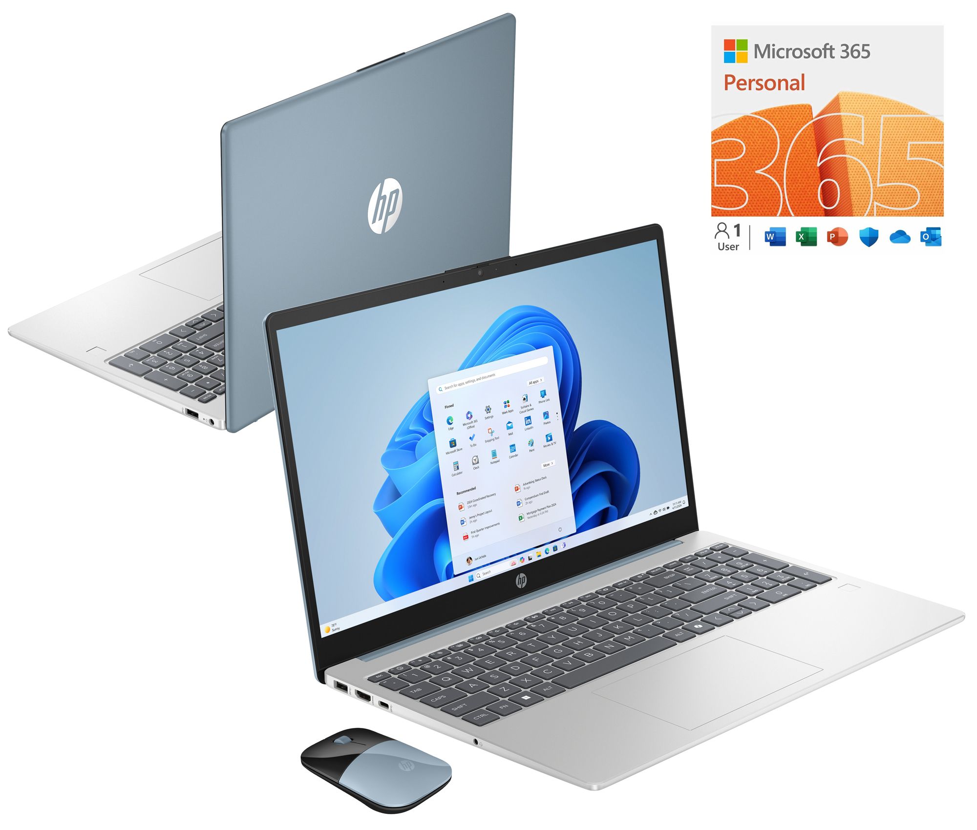 HP 15" Touch Laptop AMD 8GB RAM 256GB SSD W/ Smart Friend and MS365
