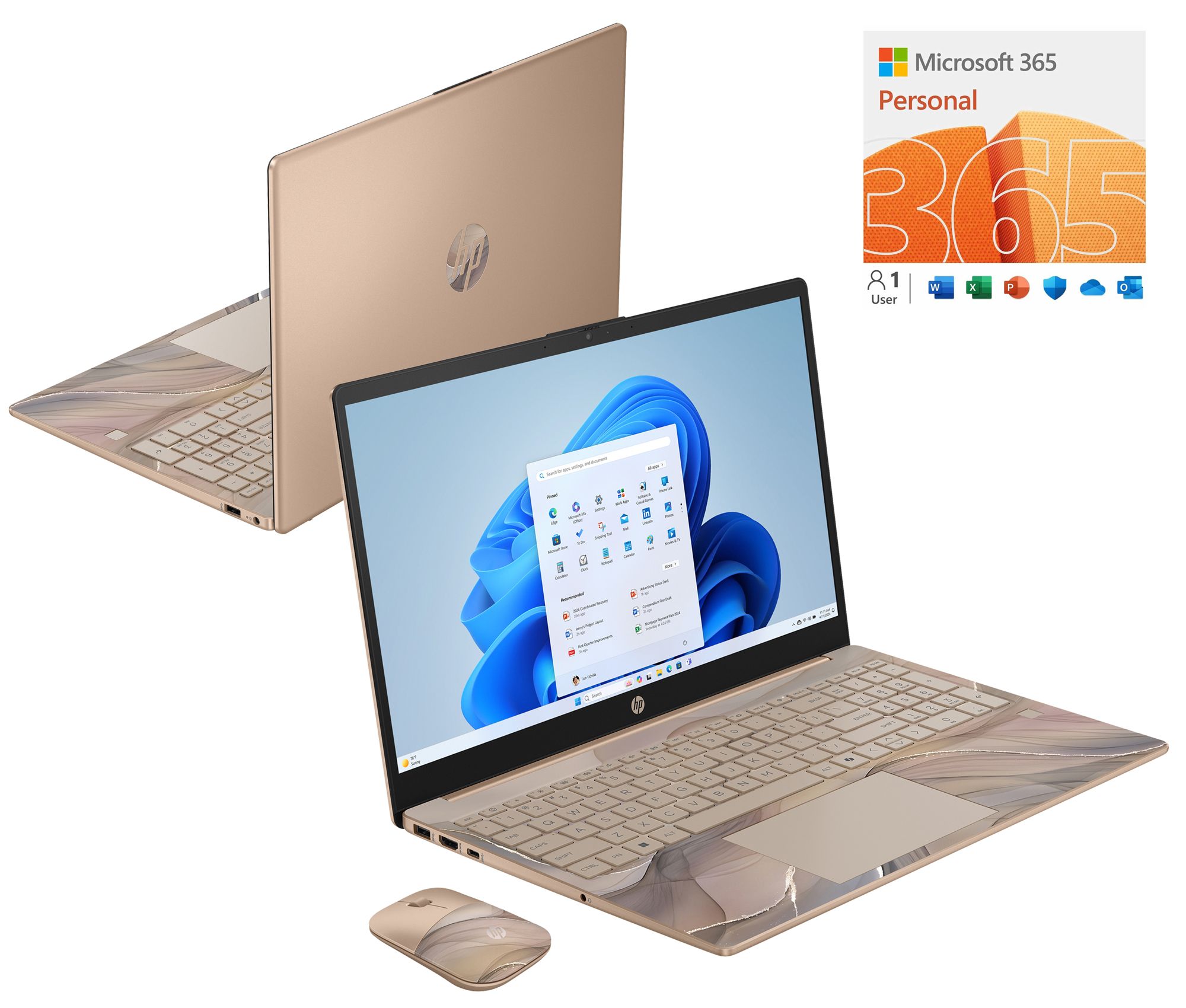 HP 15" Touch Laptop AMD 8GB RAM 256GB SSD W/ Smart Friend and MS365