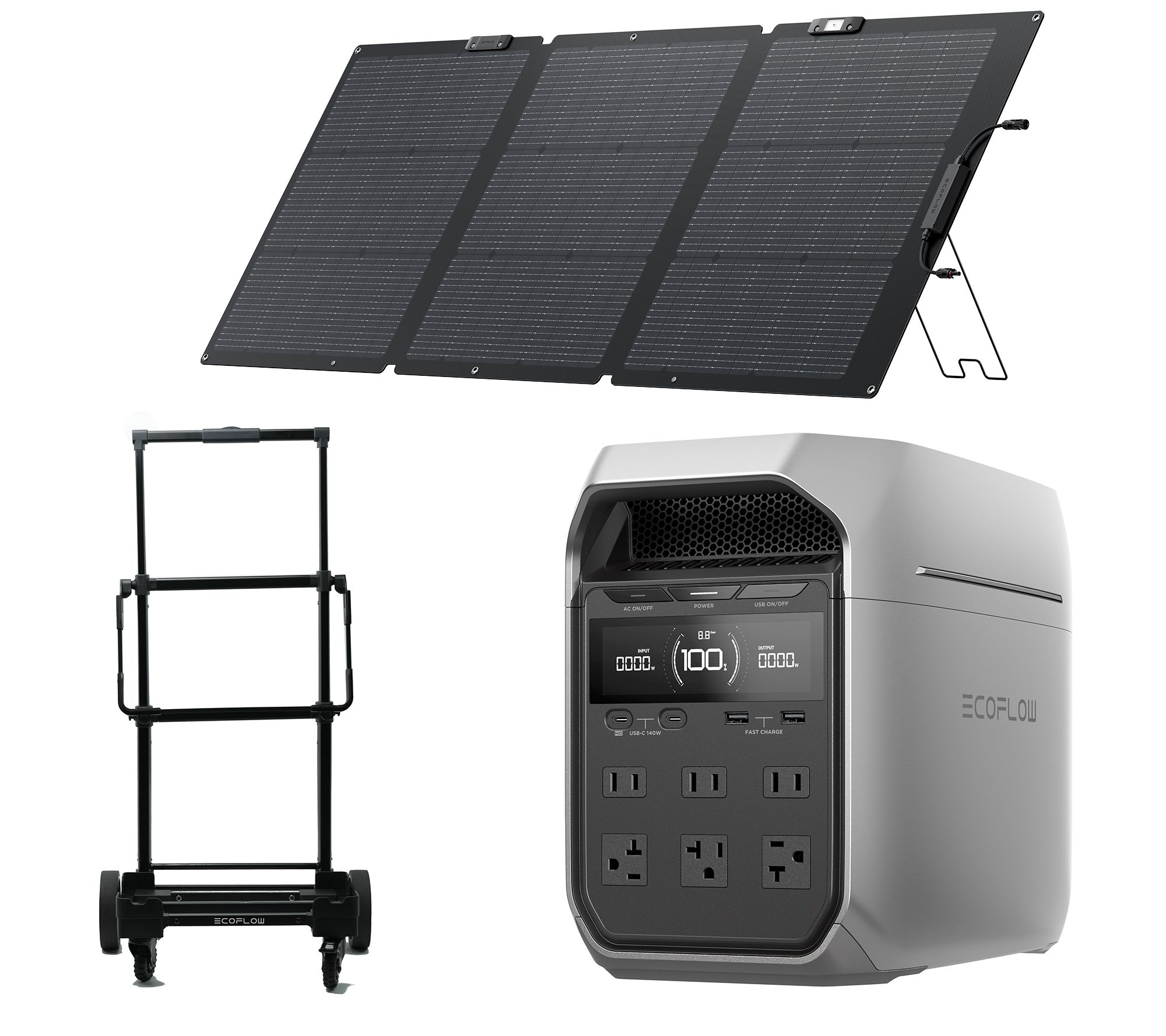 Ecoflow Delta 3 Plus 1000Wh Power Station w Trolley & 160W Solar Panel