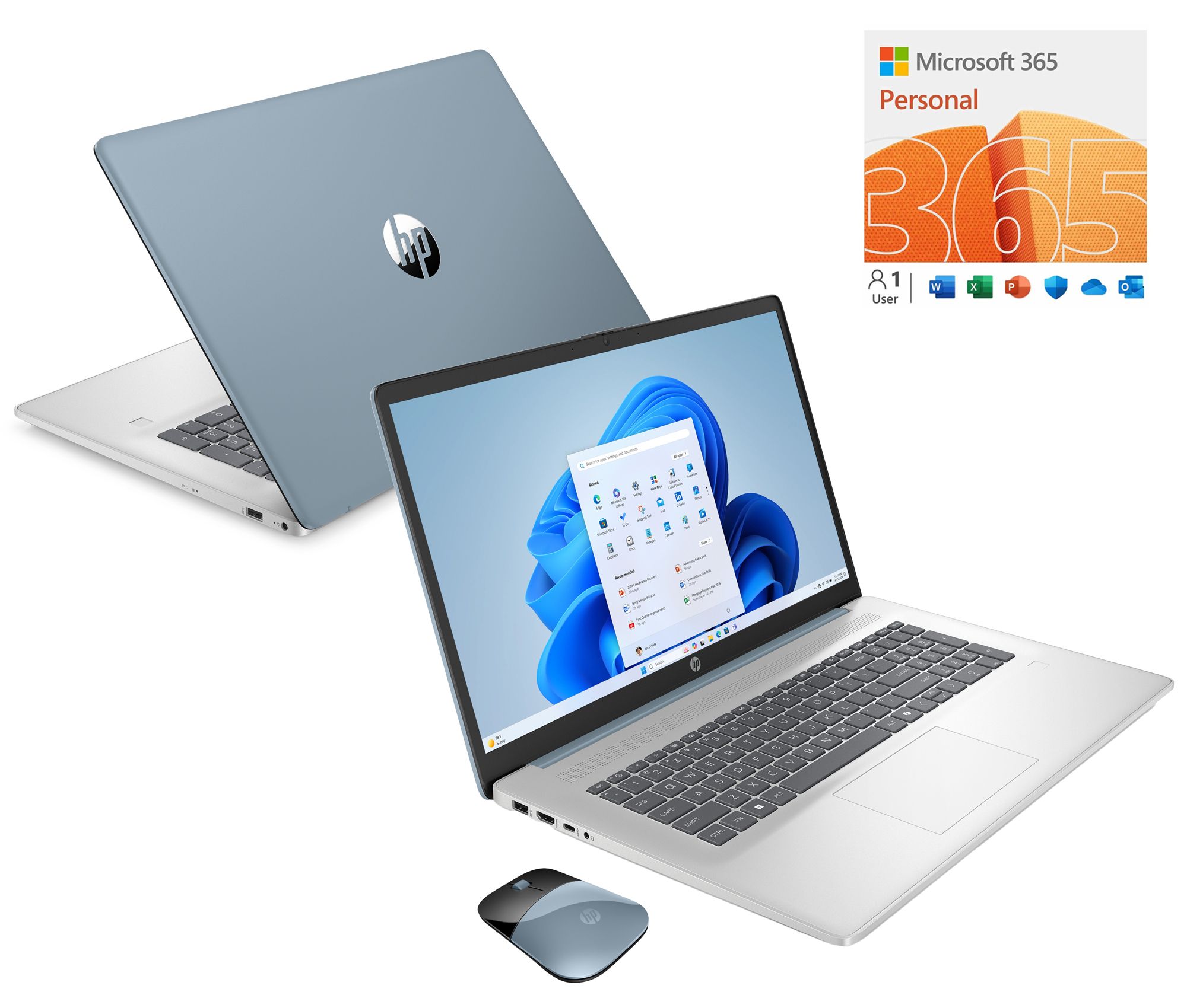 HP 17" Touch Laptop AMD 8GB RAM 256GB SSD W/ Smart Friend and MS365