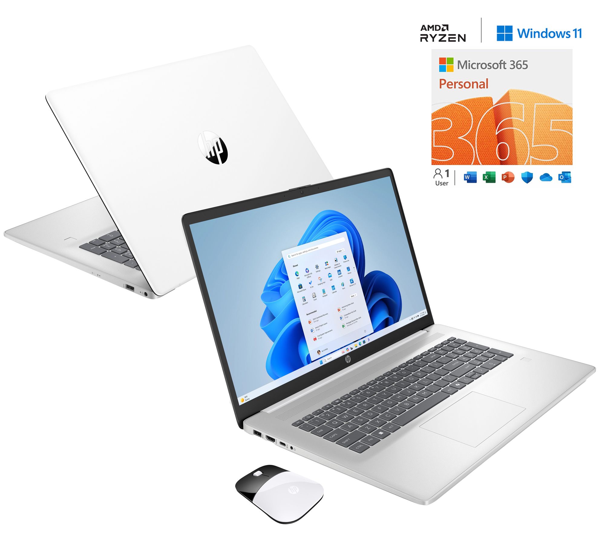 HP 17" Touch Laptop AMD 8GB RAM 256GB SSD W/ Smart Friend and MS365
