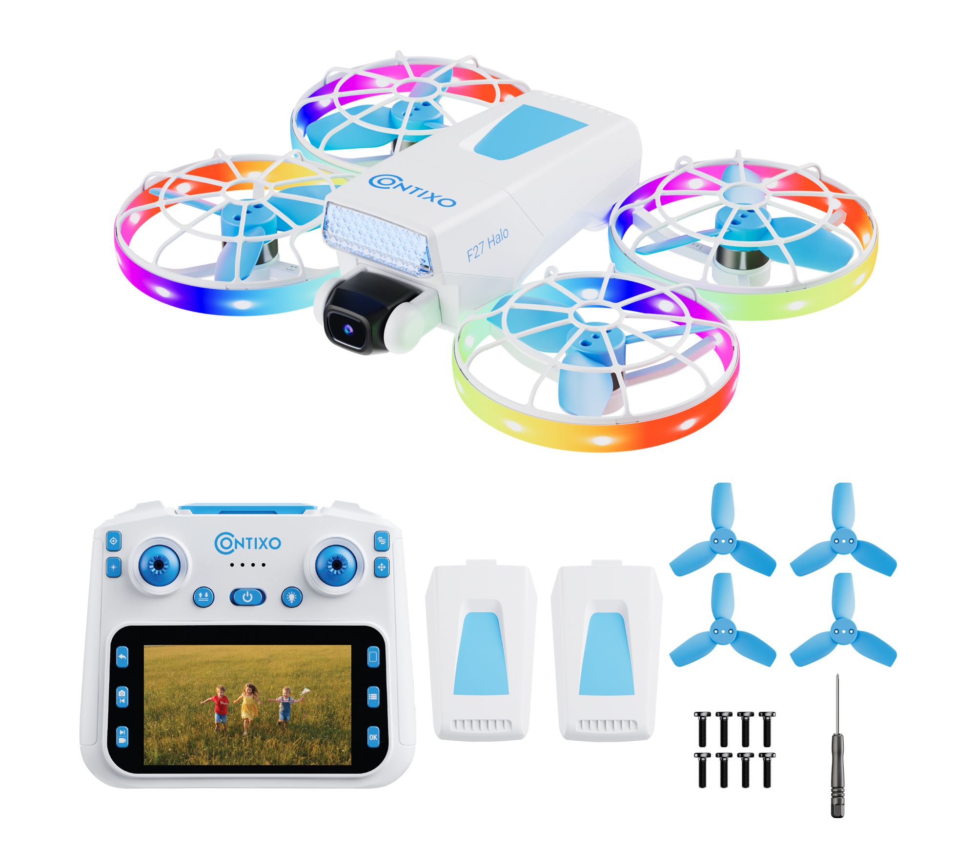 Contixo F27 Halo Foldable LED Light-Up Drone with 4.3" Remote