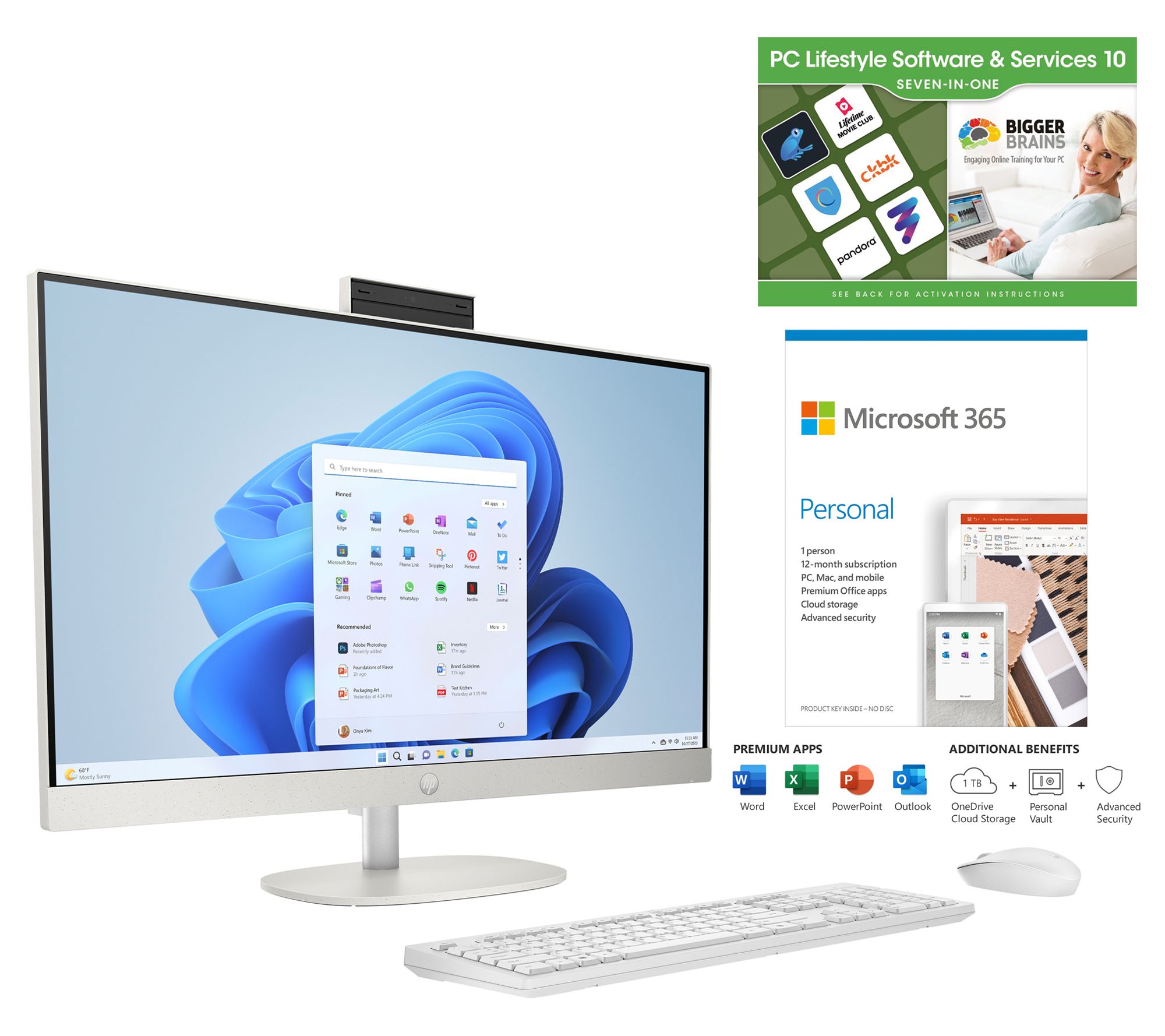 HP 24" All-in-One PC Intel 8GB RAM 256GB SSD w/ MS365 & Voucher