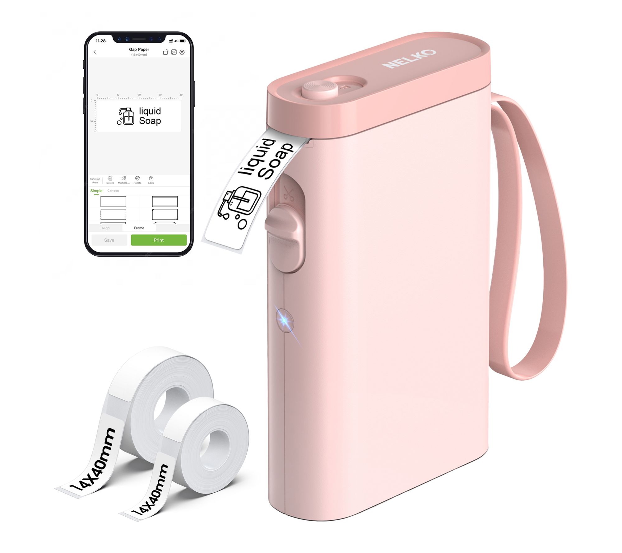 Nelko P21 Bluetooth Label Printer with 100pc Roll and 180pc Ro