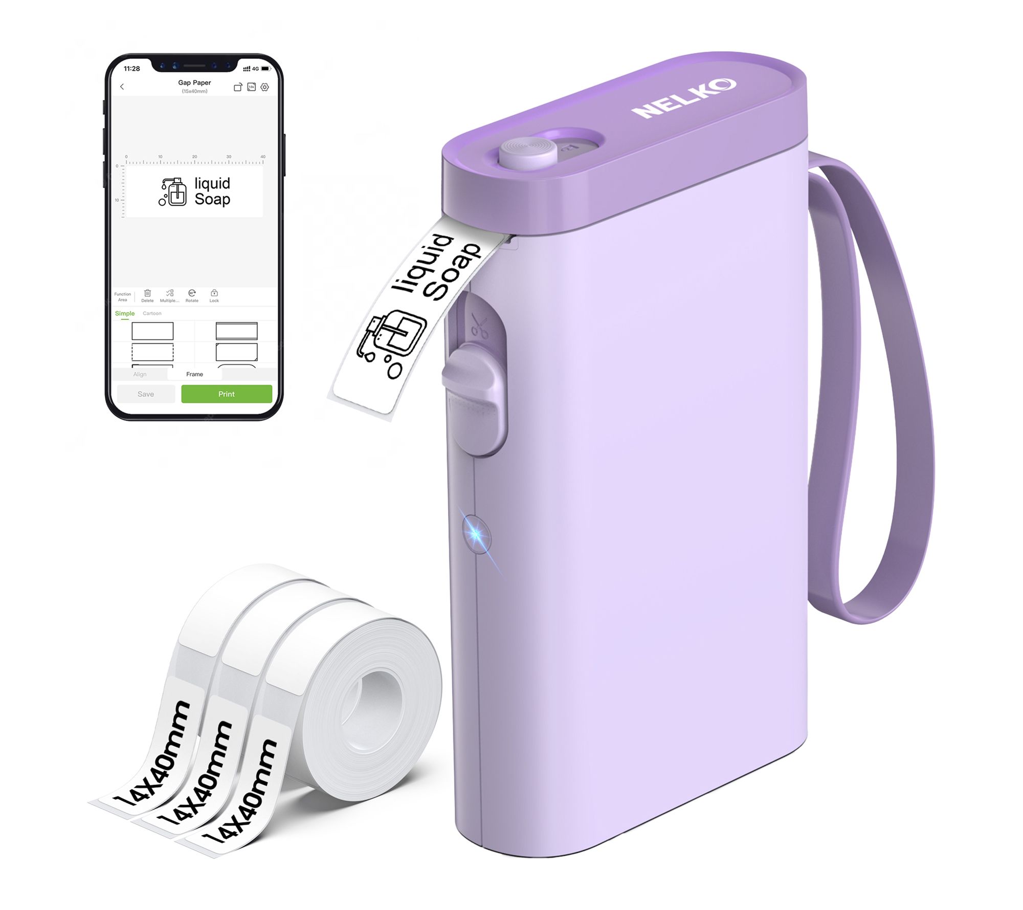 Nelko P21 Bluetooth Label Printer with 100pc Roll and 180pc Ro