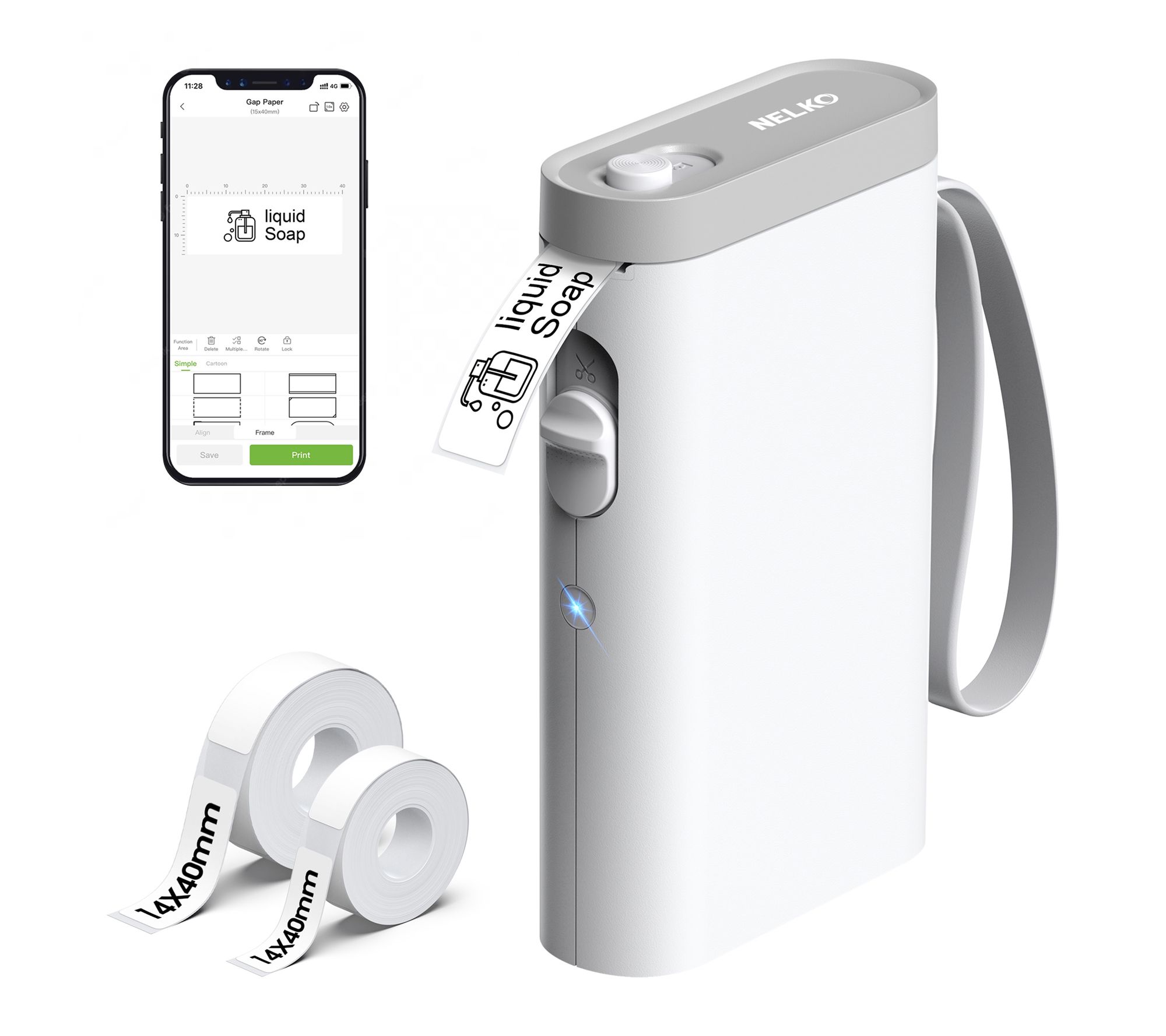 Nelko P21 Bluetooth Label Printer with 100pc Roll and 180pc Ro