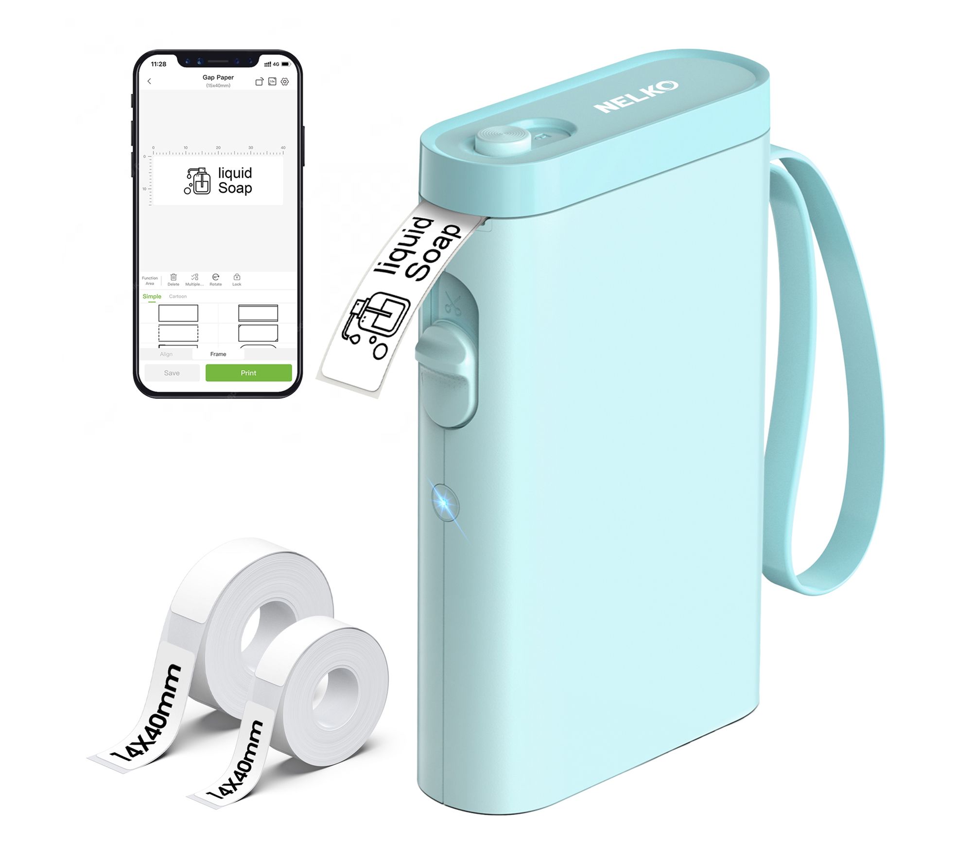 Nelko P21 Bluetooth Label Printer with 100pc Roll and 180pc Ro