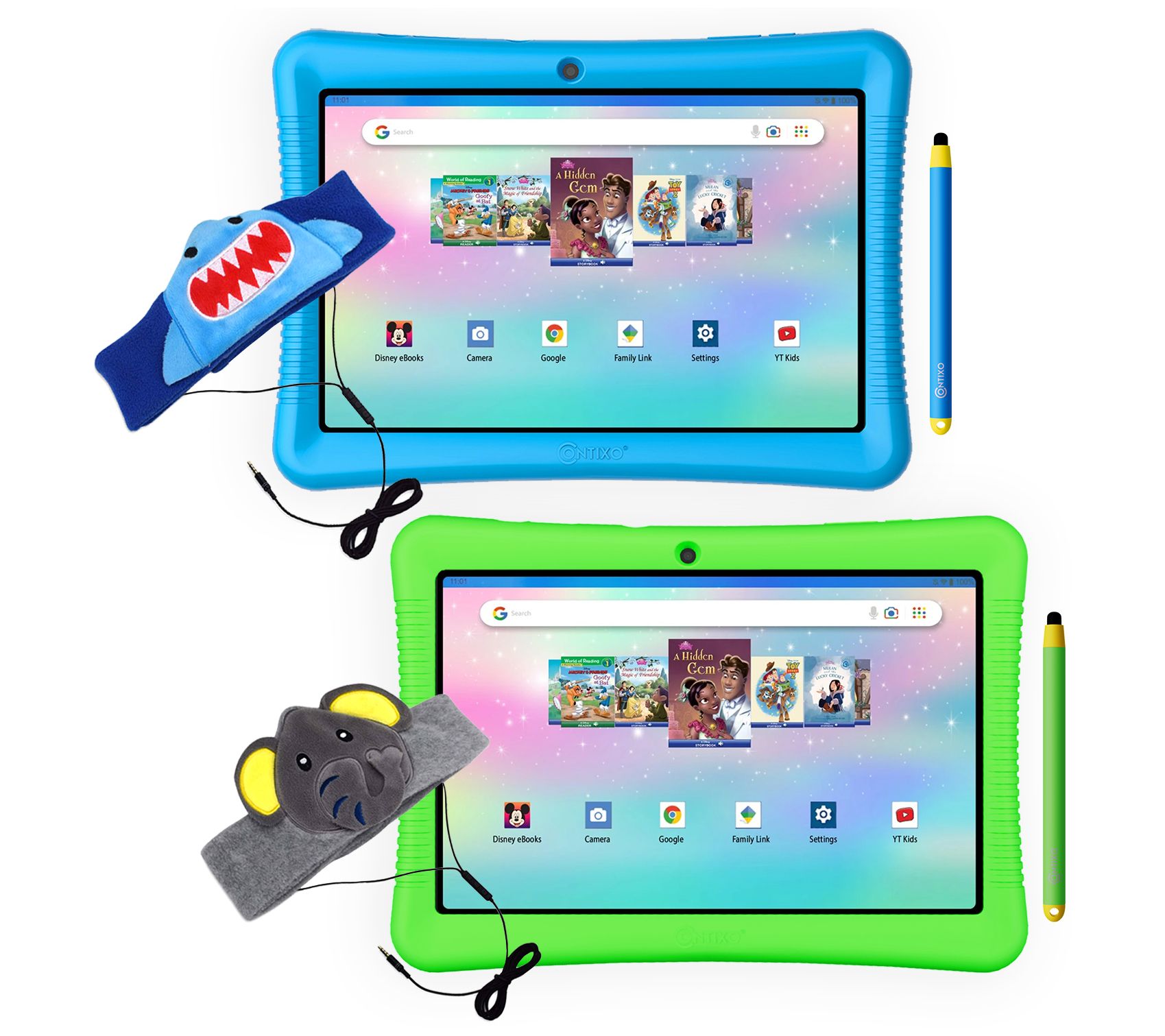 Contixo K102 10" Kids Tablets & Headphone Combos, Set of 2