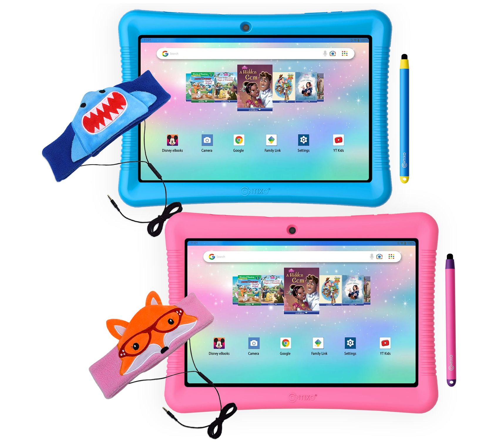 Contixo K102 10" Kids Tablets & Headphone Combos, Set of 2