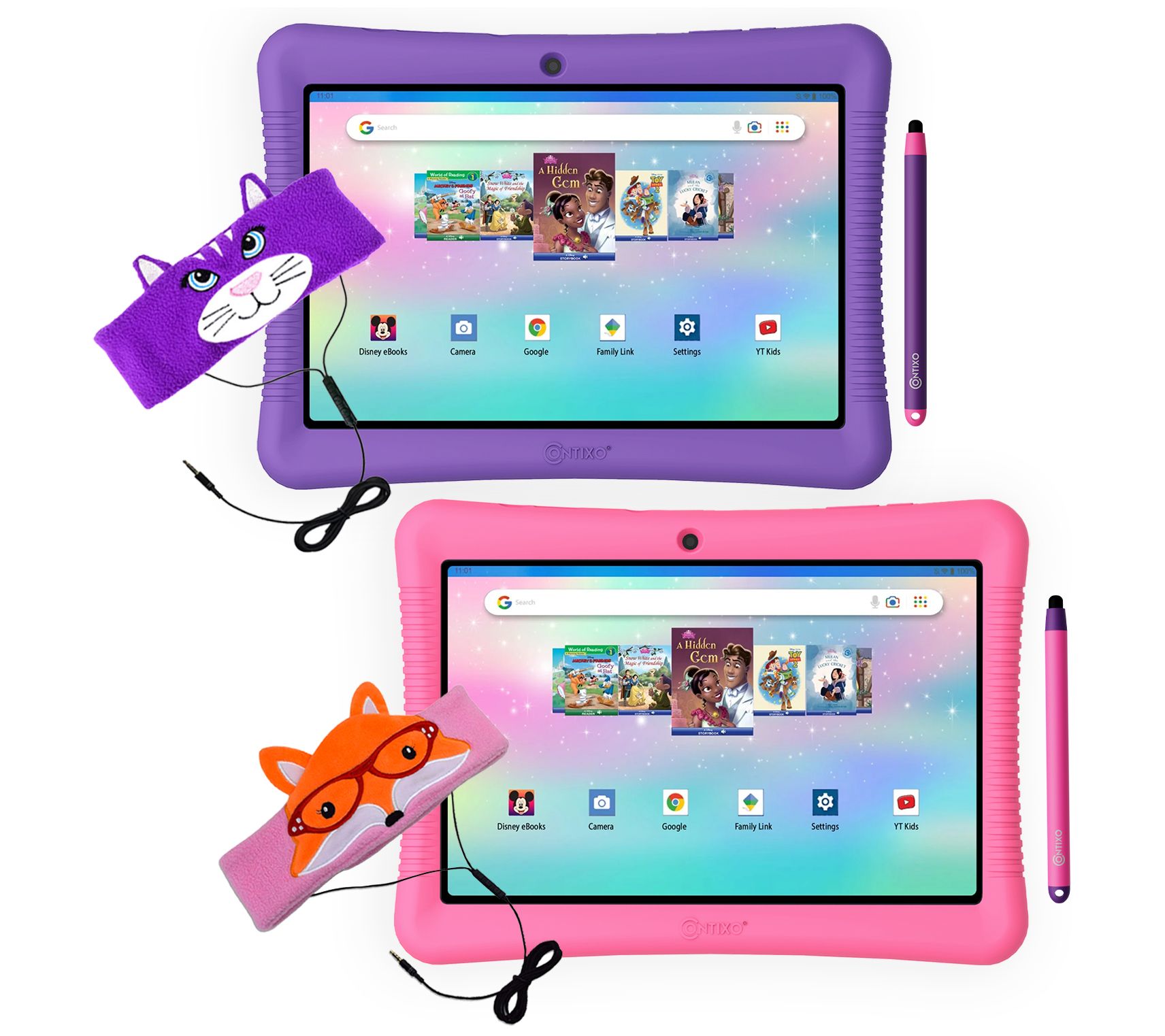 Contixo K102 10" Kids Tablets & Headphone Combos, Set of 2