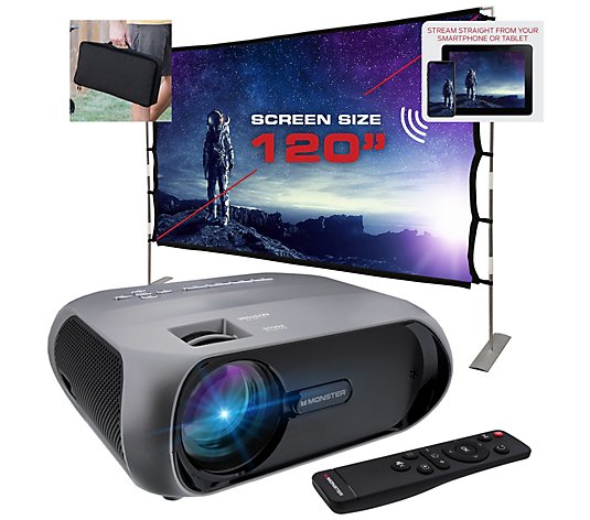 Monster Premium Wi-Fi and Bluetooth LCD Projector Bundle