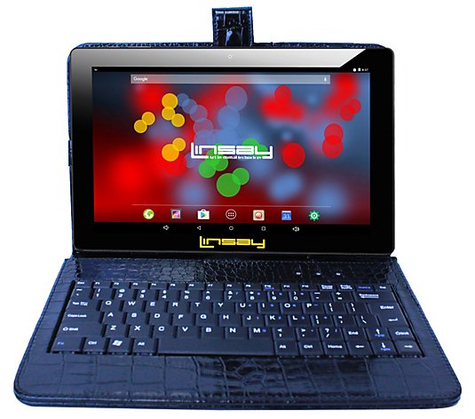 LINSAY 10.1" 16GB Android Tablet - 2GB RAM w/ Croc Keyboard