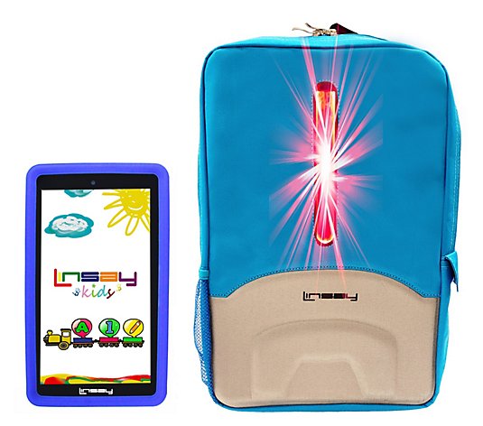 LINSAY 7" Android 12 Tablet w/ Kids Case & LEDBag