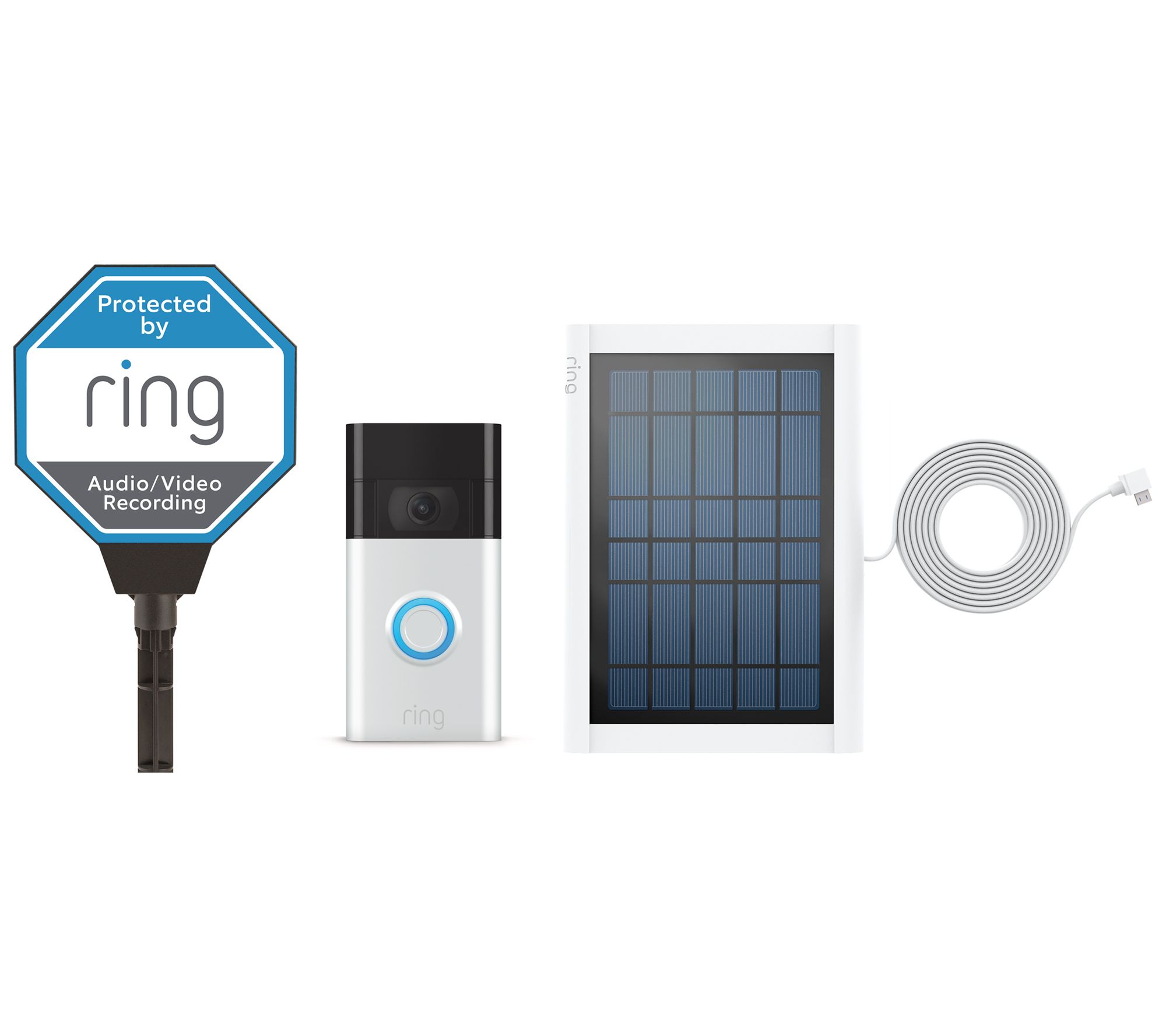 Ring Video Doorbell 2nd Generation with Solar Yard Sign & Panel
