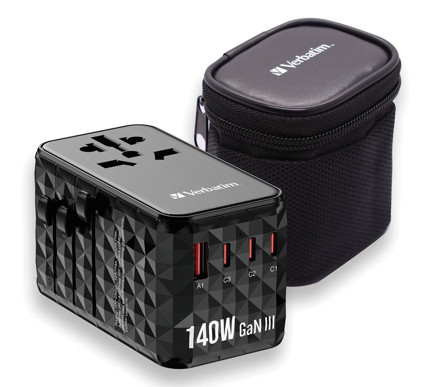 Verbatim UTA-10 GaN III Universal Travel Adapter 140W - USB-C,