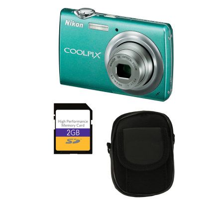 premie Kreta samen Nikon Coolpix S220 10MP Green Camera with Caseand 2GB SD Card - QVC.com