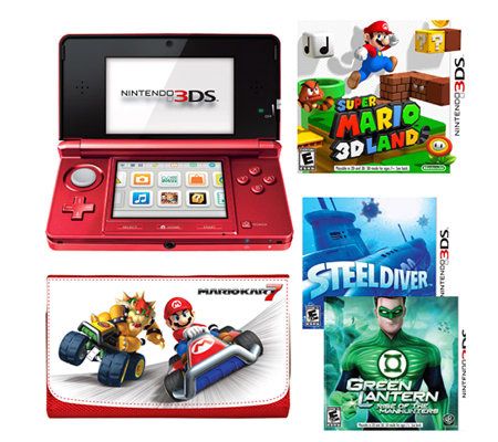 Nintendo 3DS Flame Red with Bonus Super Mario Land - QVC.com