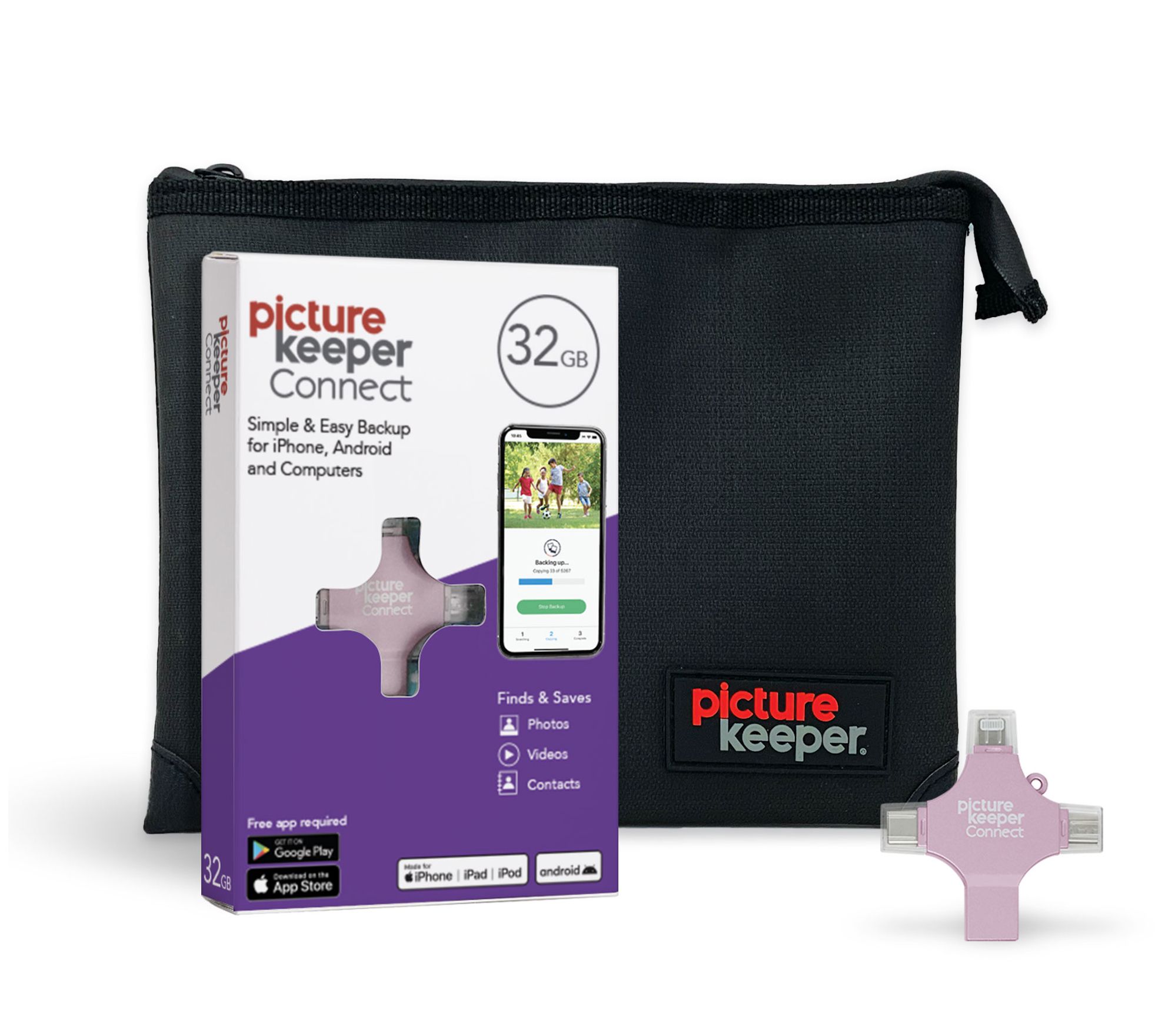 Picture Keeper 32GB Storage De vice & Fire/Wat er Resistant Case