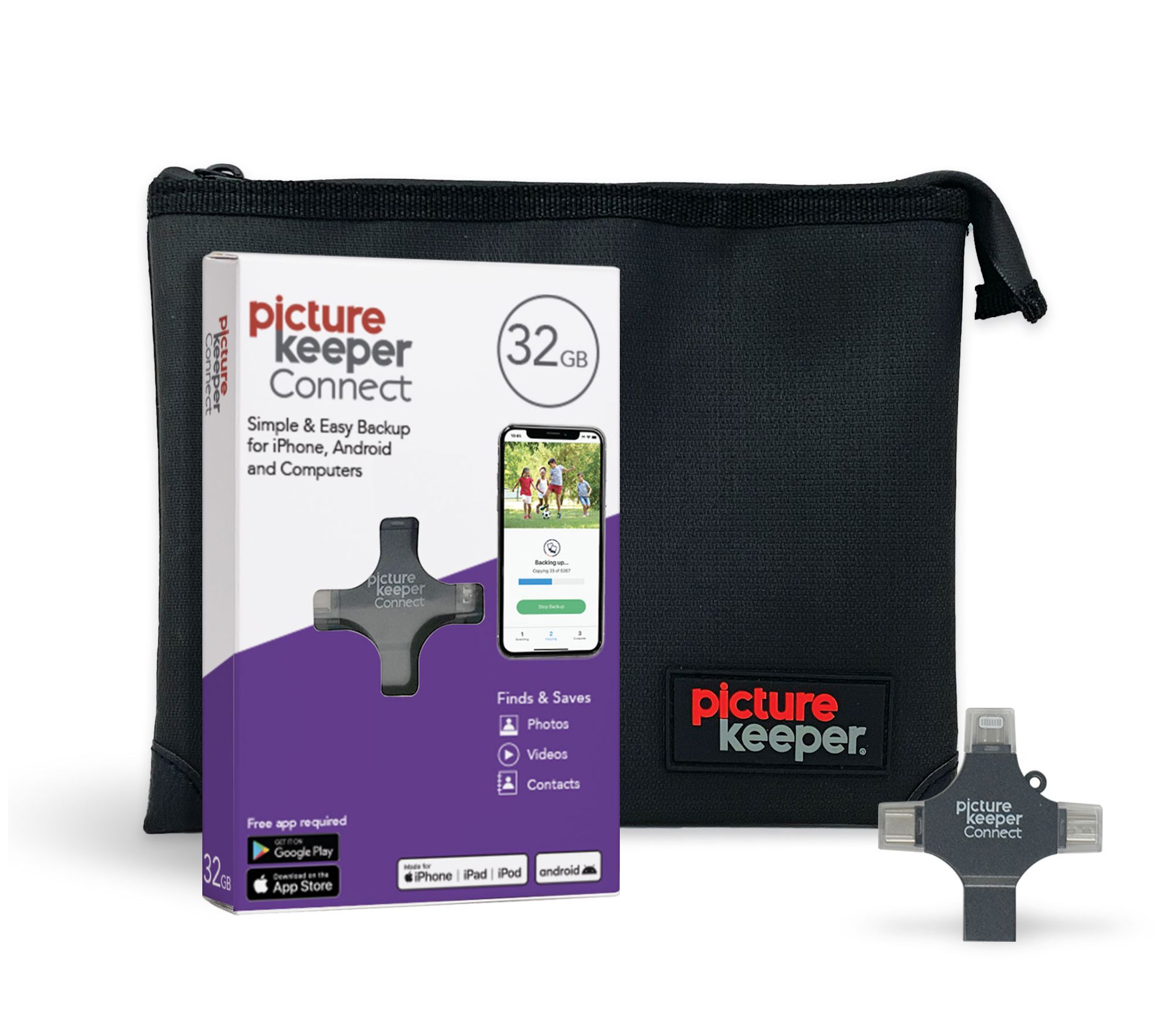 Picture Keeper 32GB Storage De vice & Fire/Wat er Resistant Case