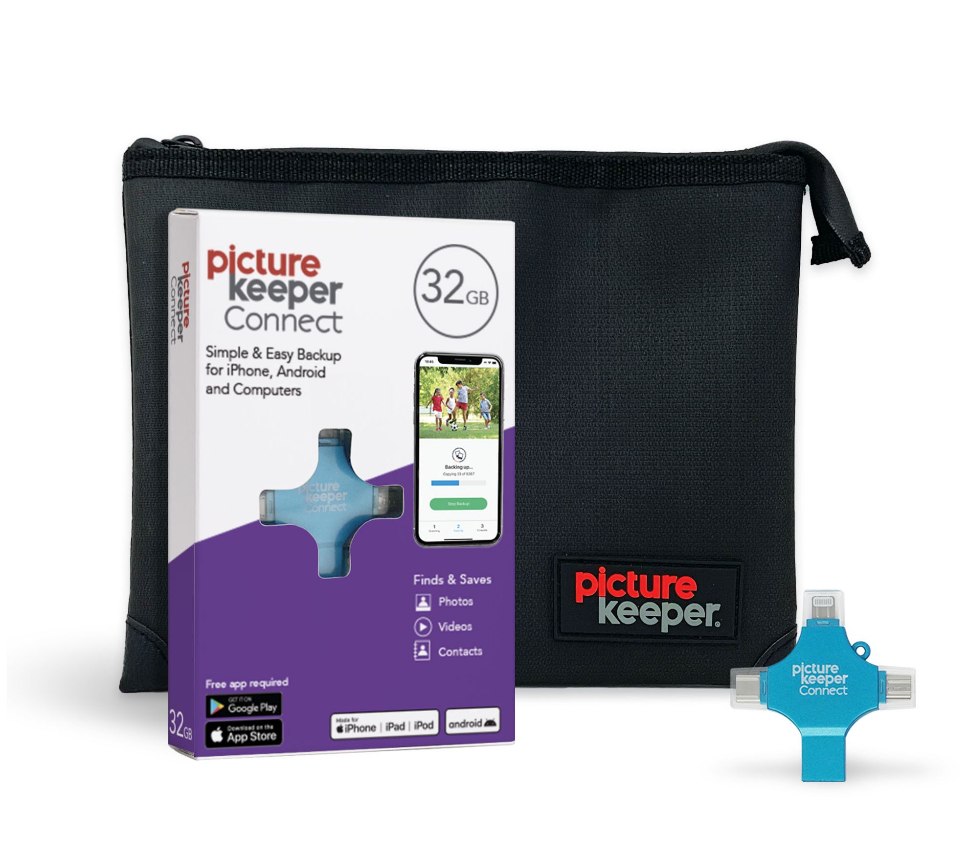 Picture Keeper 32GB Storage De vice & Fire/Wat er Resistant Case