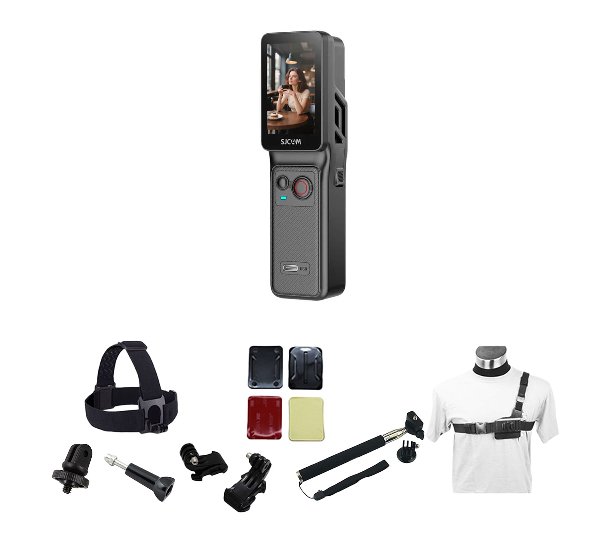 SJCAM C400 Handheld Action Camera Bundle