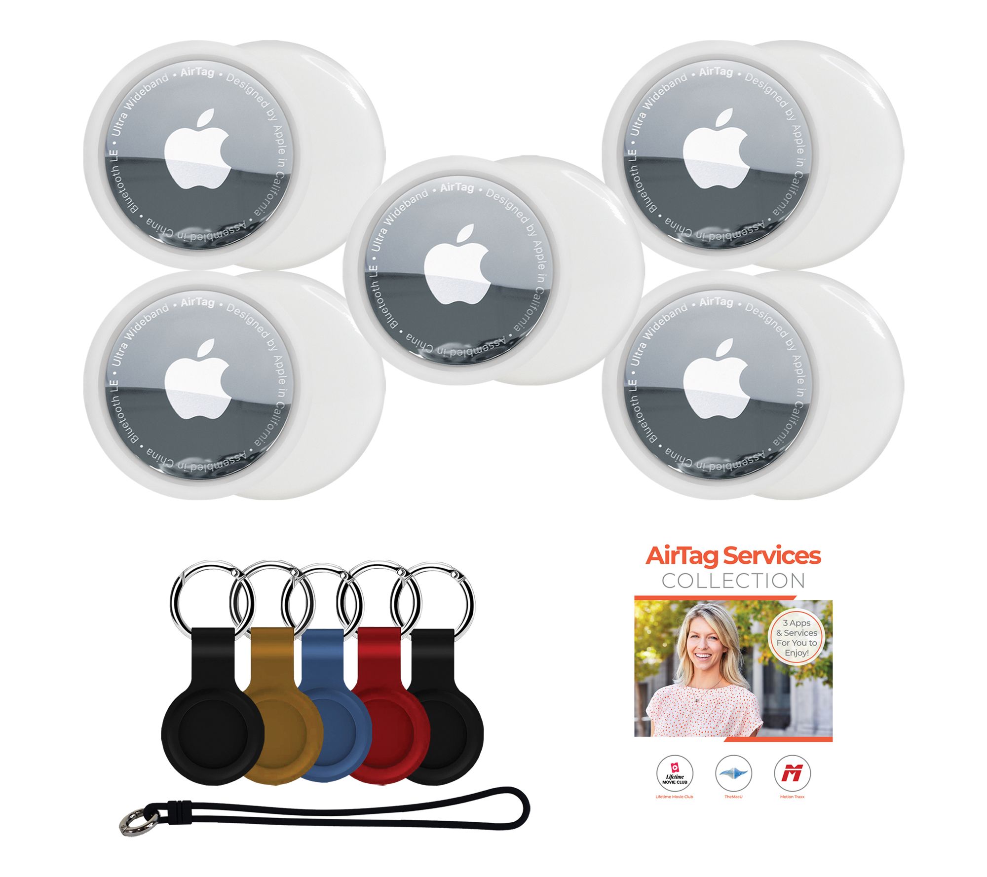Apple AirTag 5-Pack with Software Suite and TPUKeychains