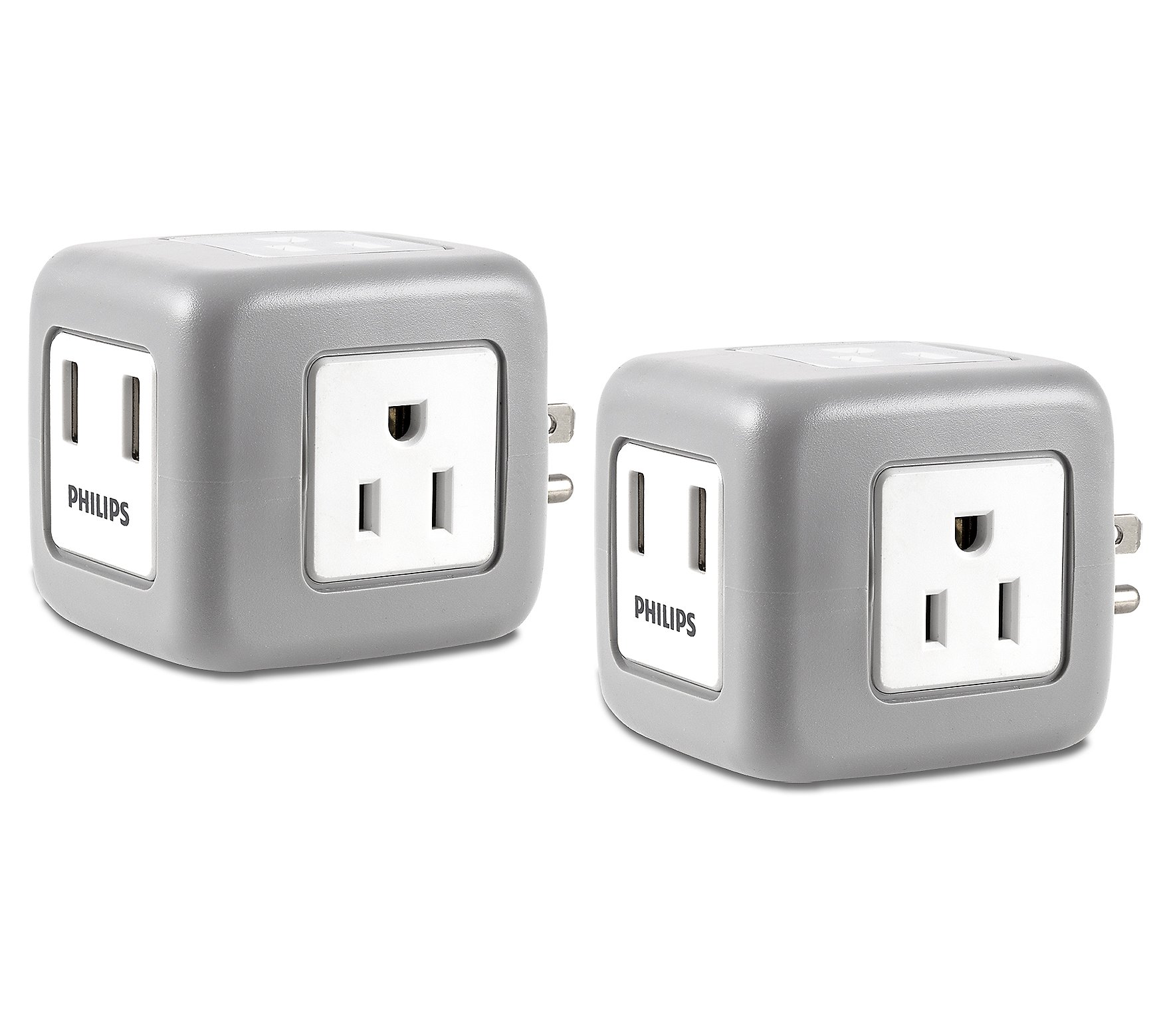 Philips Set of (2) 3 Outlet Surge w/ 2-USB Port & Rubberized