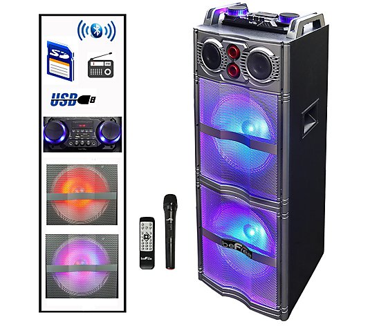 beFree Sound Double 10" Subwoofer with Party Lights