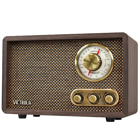 Victrola Retro Wood Bluetooth AM/FM Radio withRotary Dial
