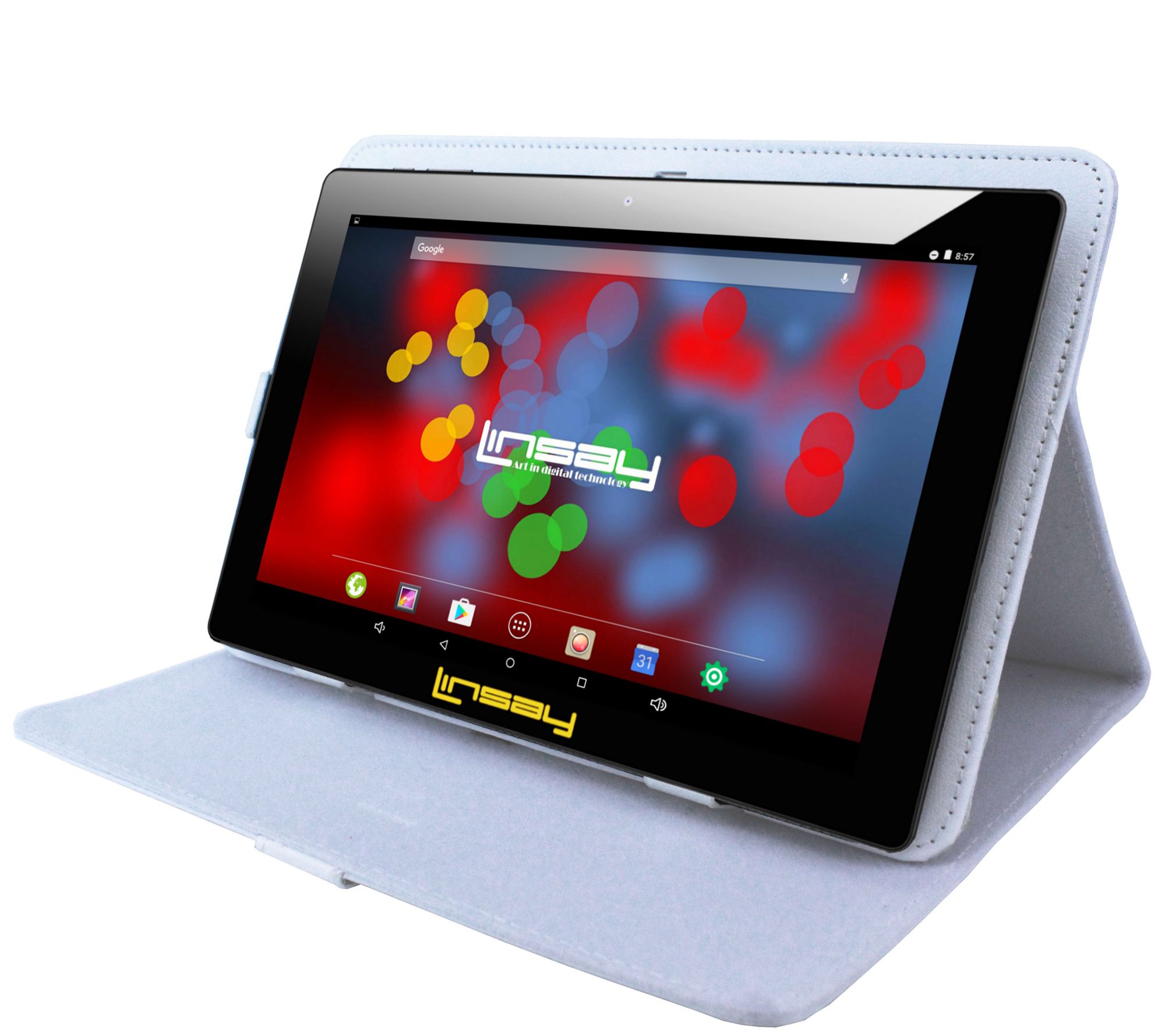 LINSAY 10.1" 16GB Android Tablet w/ Squarestyle Case