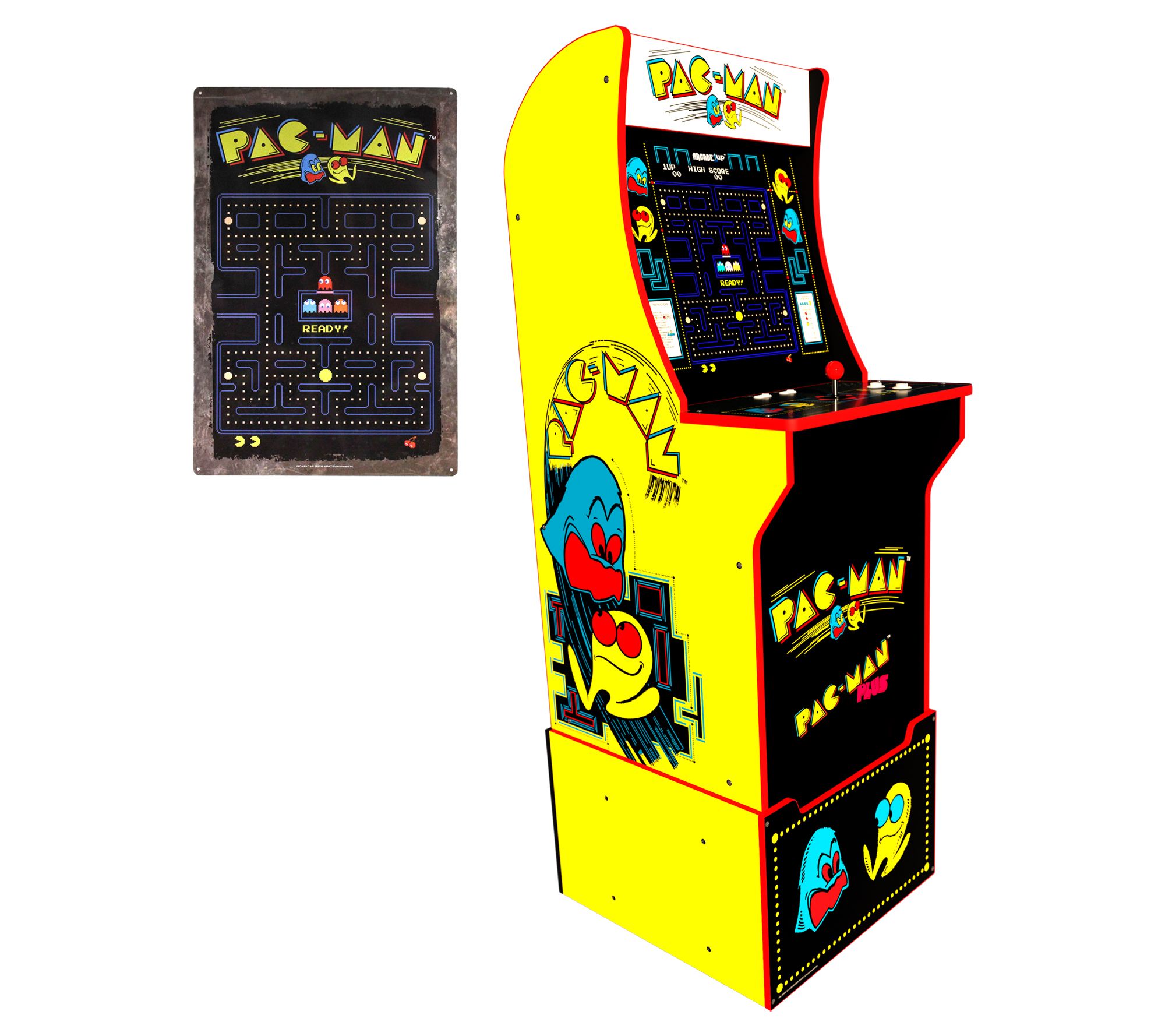 Arcade1Up Pac-Man Home Arcade Machine with Riser and Vintage Sign - QVC.com