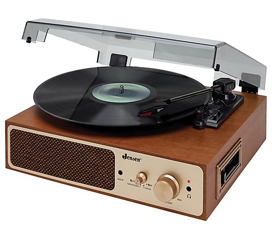 JENSEN Bluetooth 3-Speed Turntable with Cassette Player