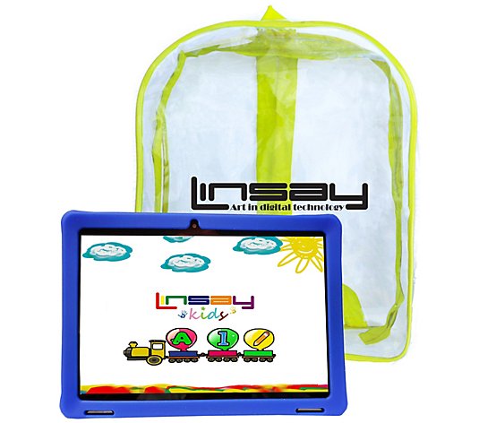 LINSAY 10.1" Kids Android Tablet with Case & Backpack - 32GB