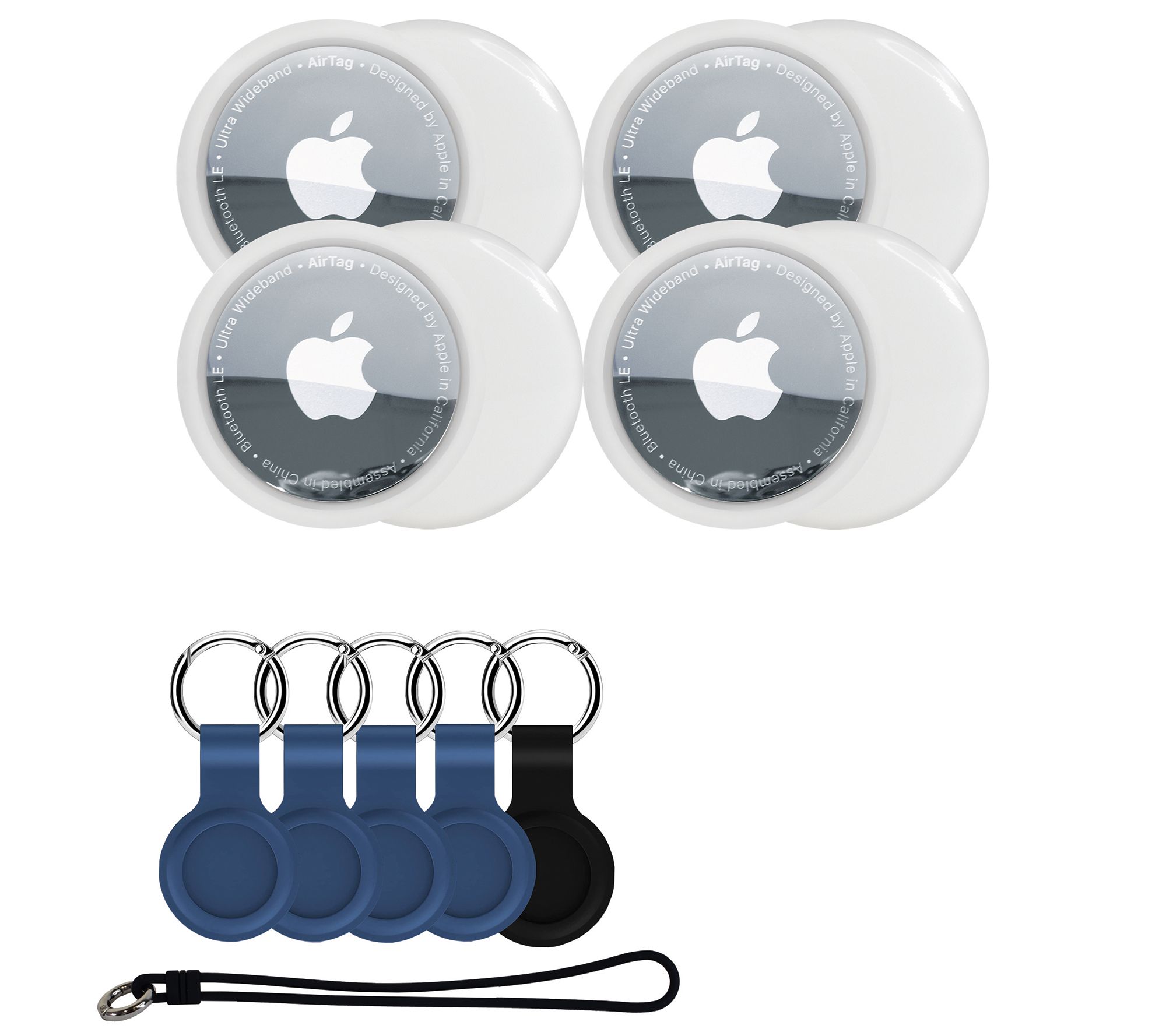 Apple AirTags 4-pack with Luggage Strap and Colored Keychains