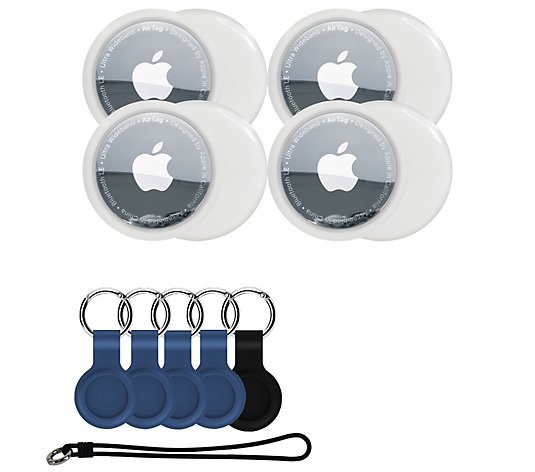Apple AirTags 4-pack with Luggage Strap and Colored Keychains