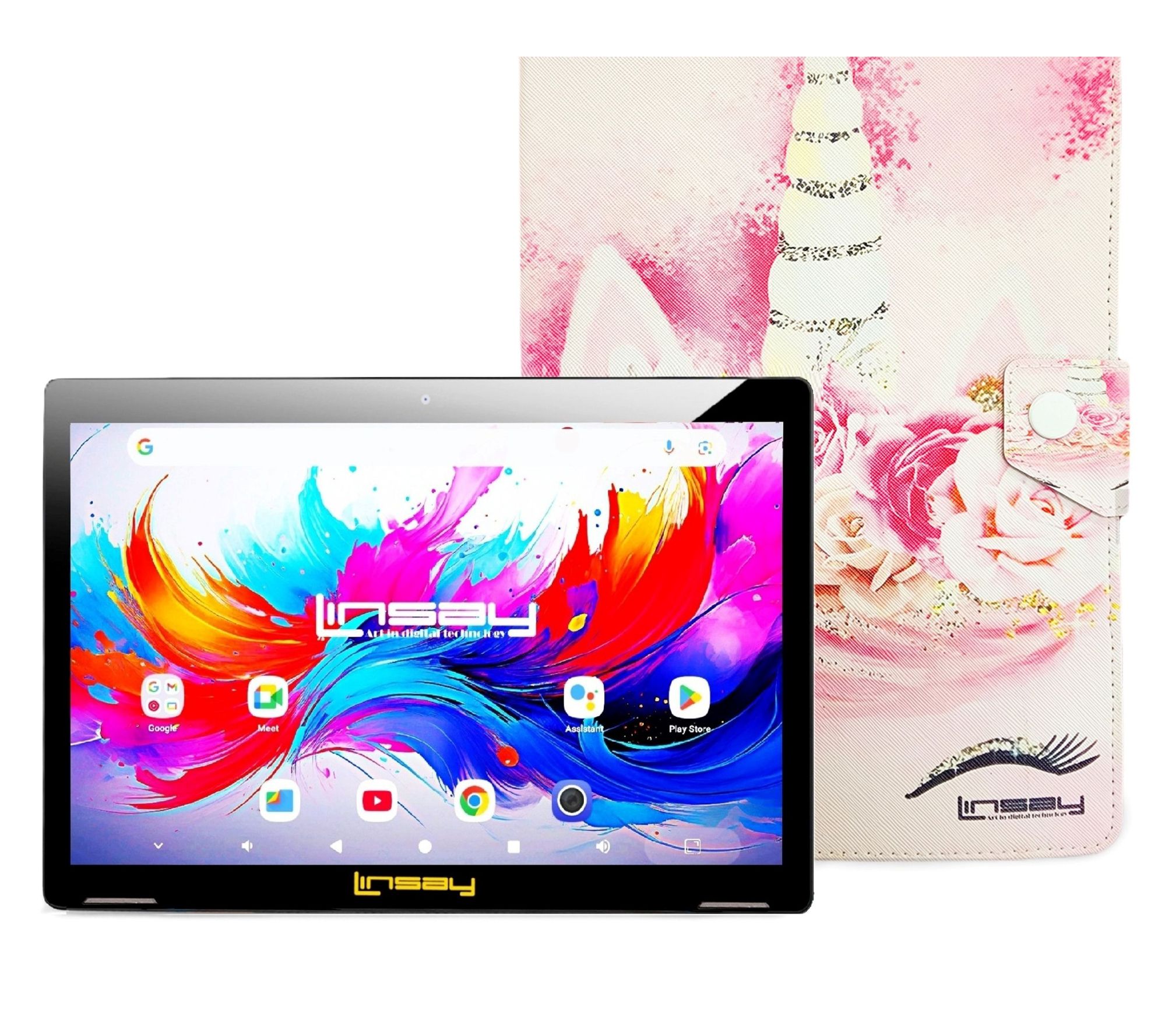 LINSAY 10.1"Octa Core 4GB Ram 256GB Storage w/( Marble Case )