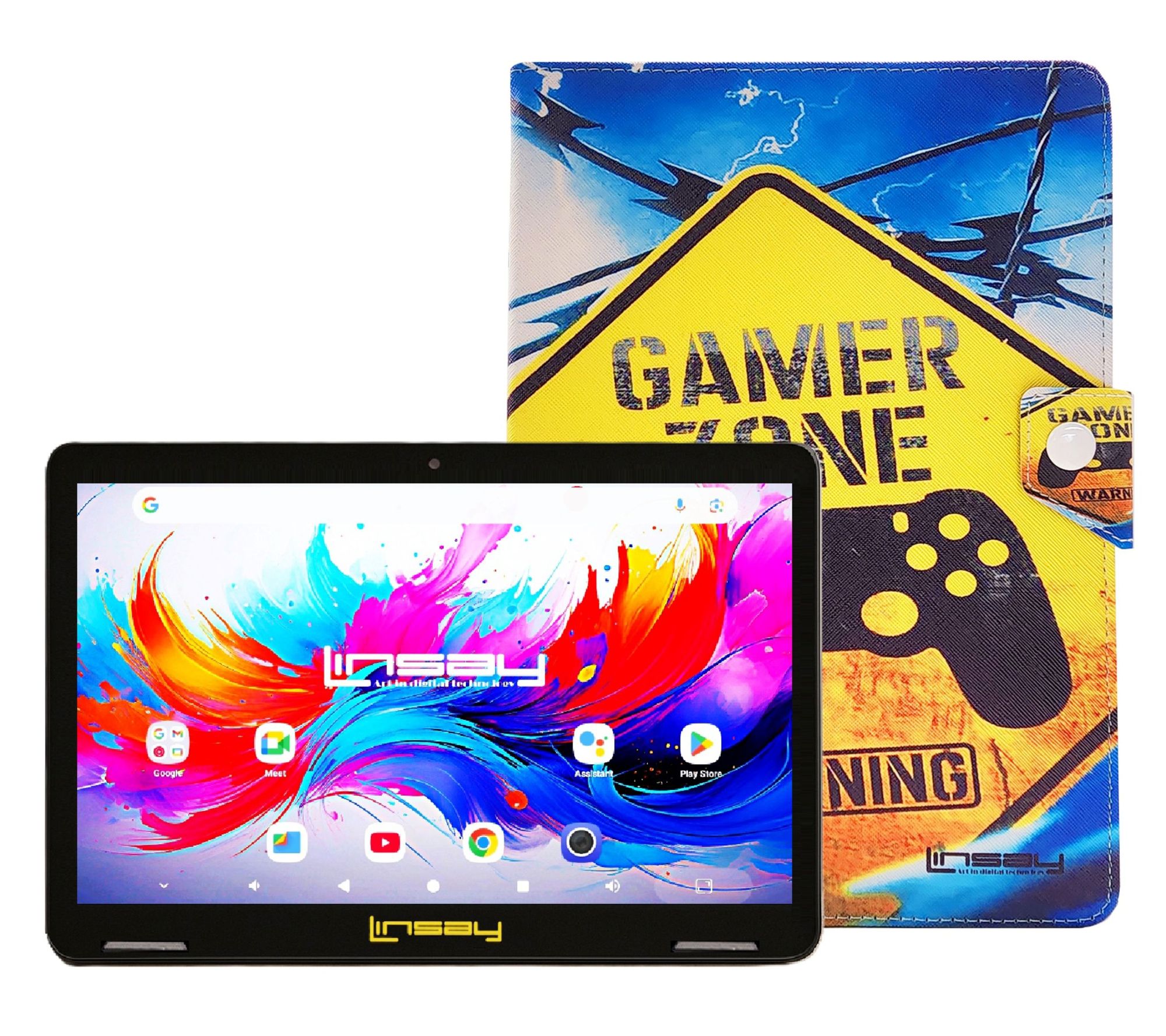 LINSAY 10.1"Octa Core 4GB Ram 256GB Storage w/Pattern Case