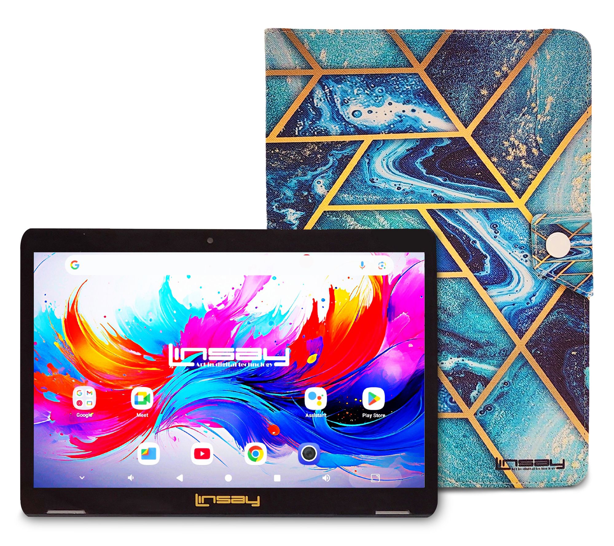 LINSAY 10.1"Octa Core 4GB Ram 256GB Storage w/Pattern Case