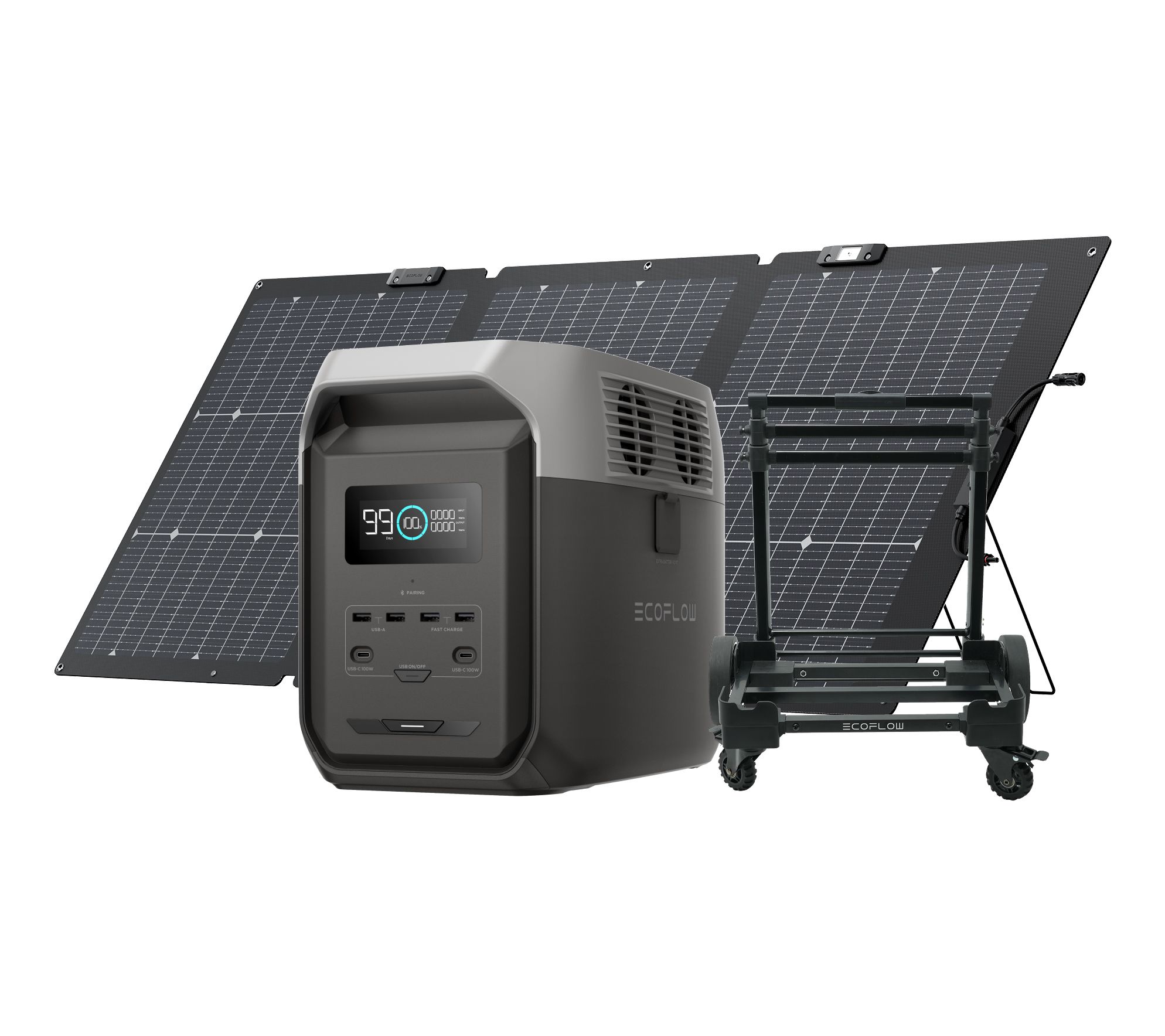 Ecoflow Delta 3 1500Wh Power Station, Trolley, & 160W Solar Panel
