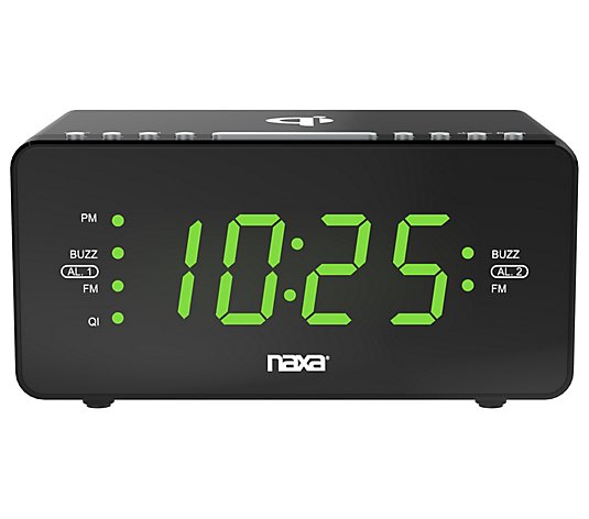 Naxa Dual Alarm Clock w/ Qi Wireless Charging Function