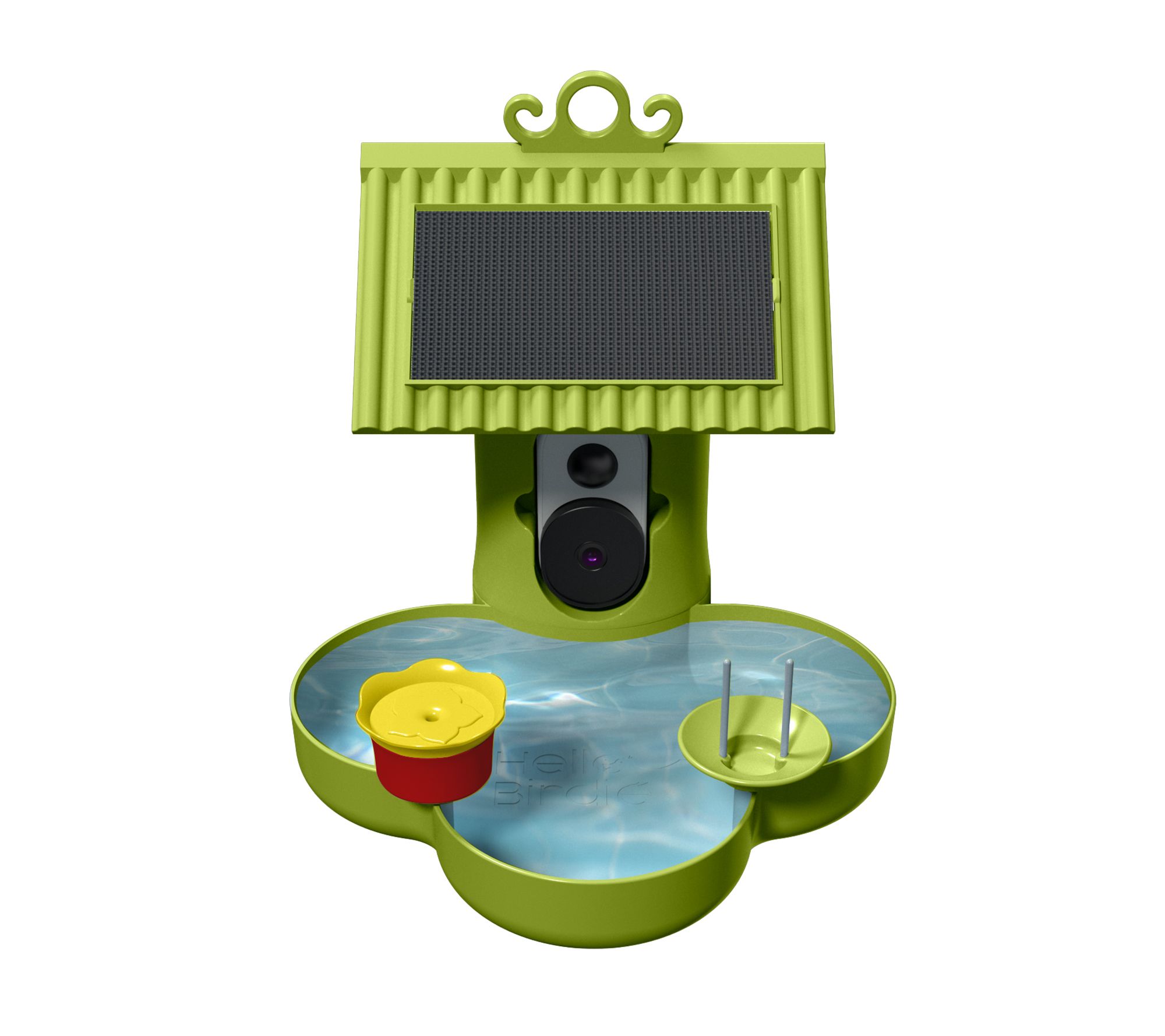 Hello Birdie Smart Bird Feeder with Solar Roof and Bird Bath
