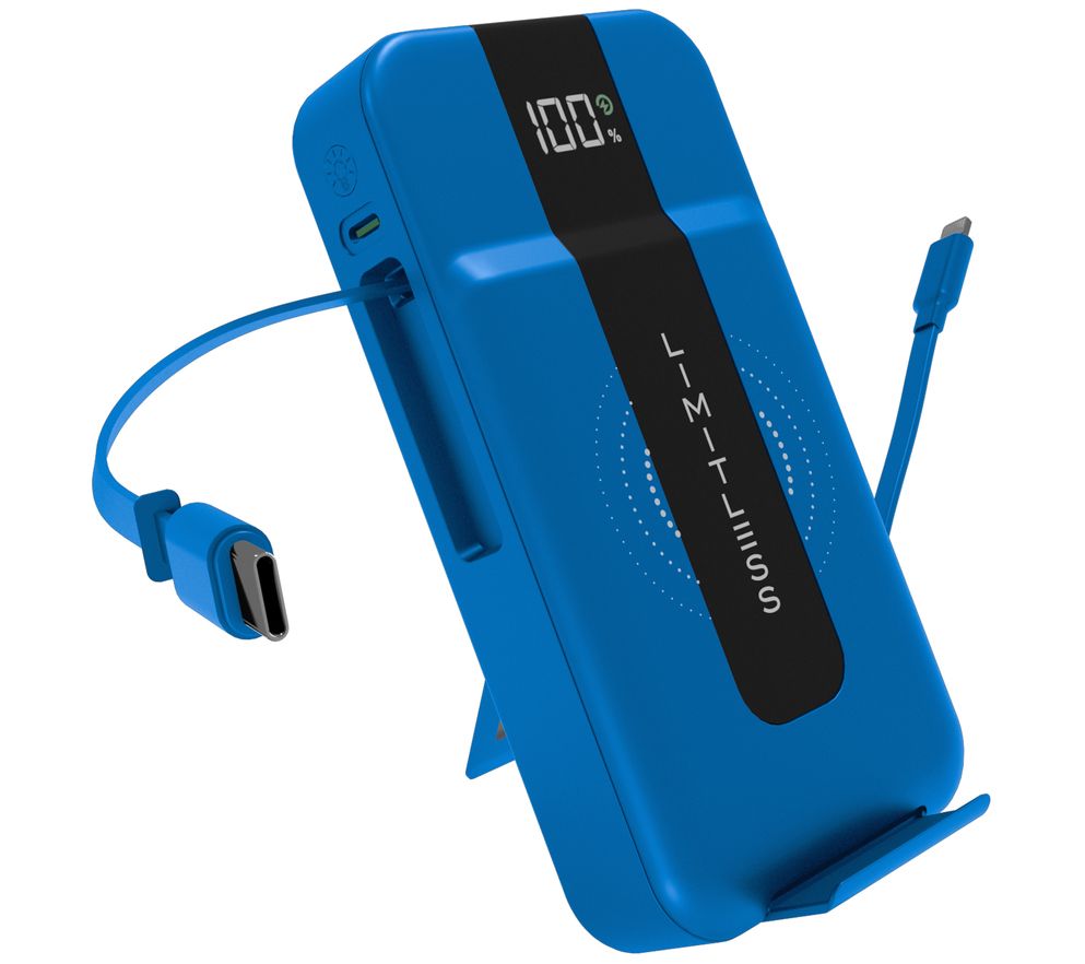 Limitless 15,000mAh & 15W Wireless Charge Power Bank w/AC Plug & Cables