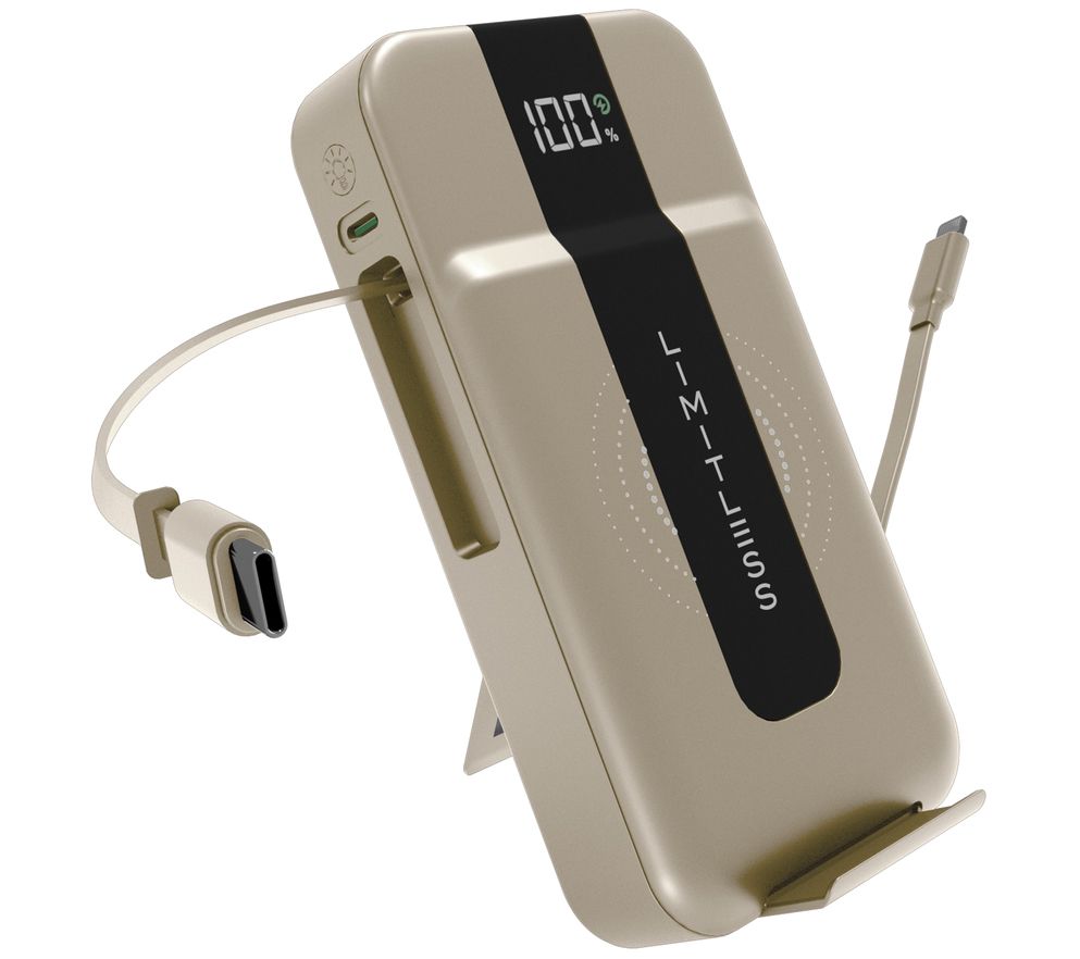 Limitless 15,000mAh & 15W Wireless Charge Power Bank w/AC Plug & Cables