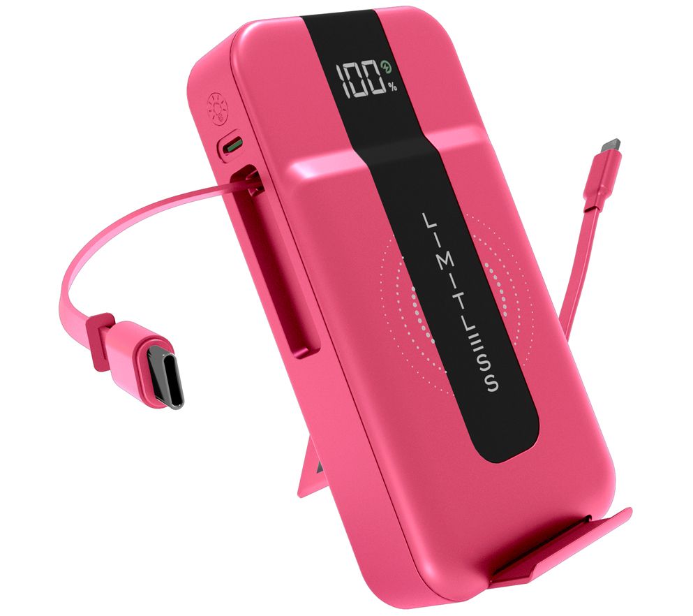 Limitless 15,000mAh & 15W Wireless Charge Power Bank w/AC Plug & Cables