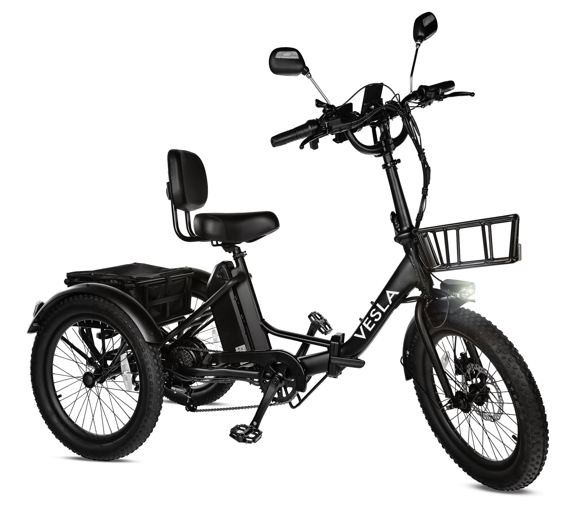 Vesla Folding E-Trike w/RunFlat Tires & Accessories