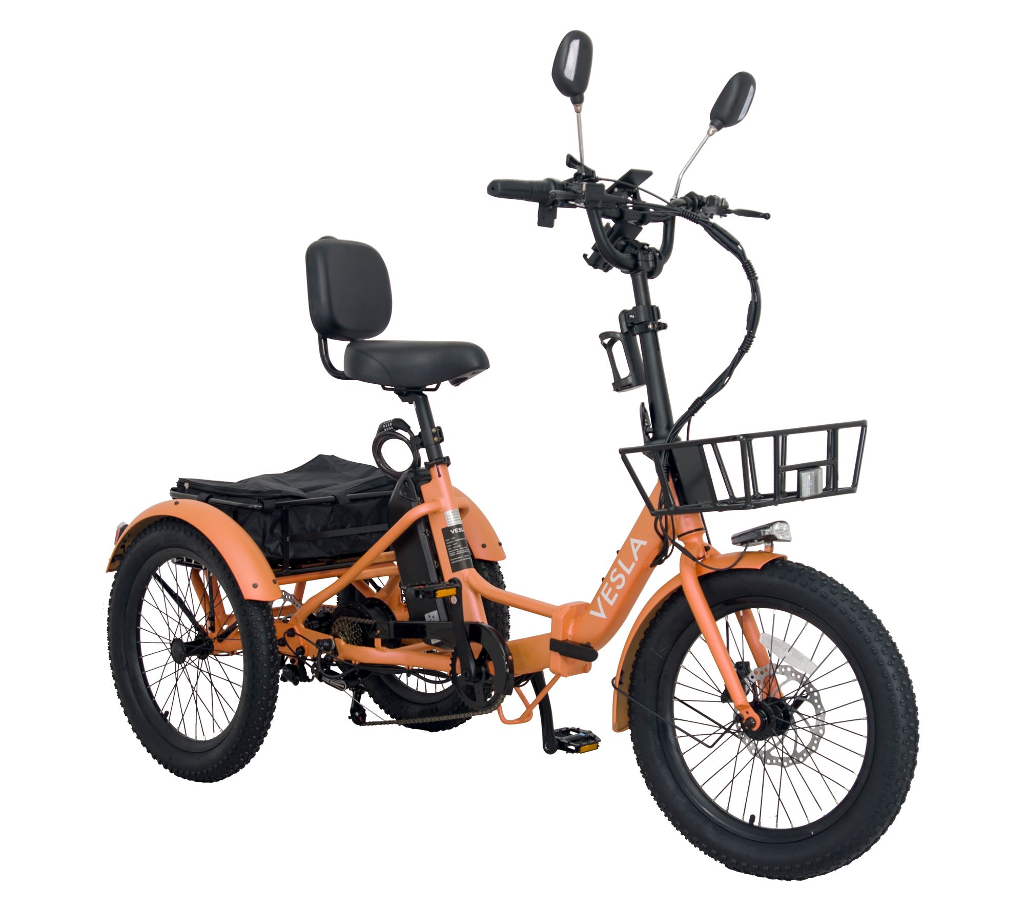 Vesla Folding E-Trike w/RunFlat Tires & Accessories