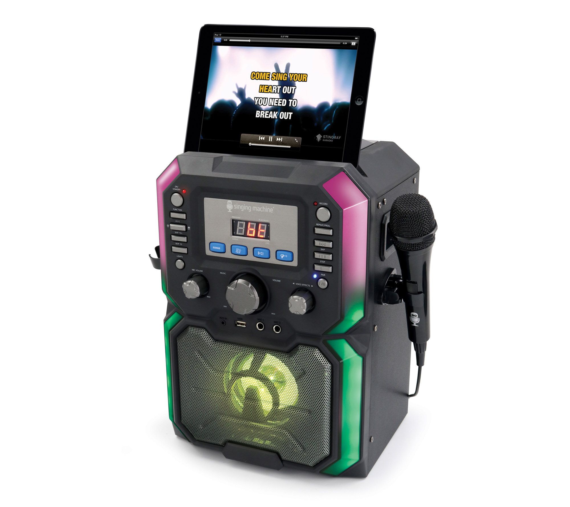Singing Machine Portable Karaoke Machine w/ Bluetooth & LED Microphone