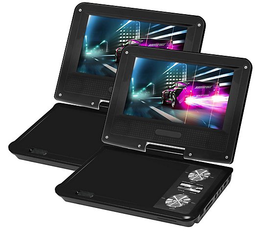 Impecca 7" Two-Pack Portable Swivel DVD Players
