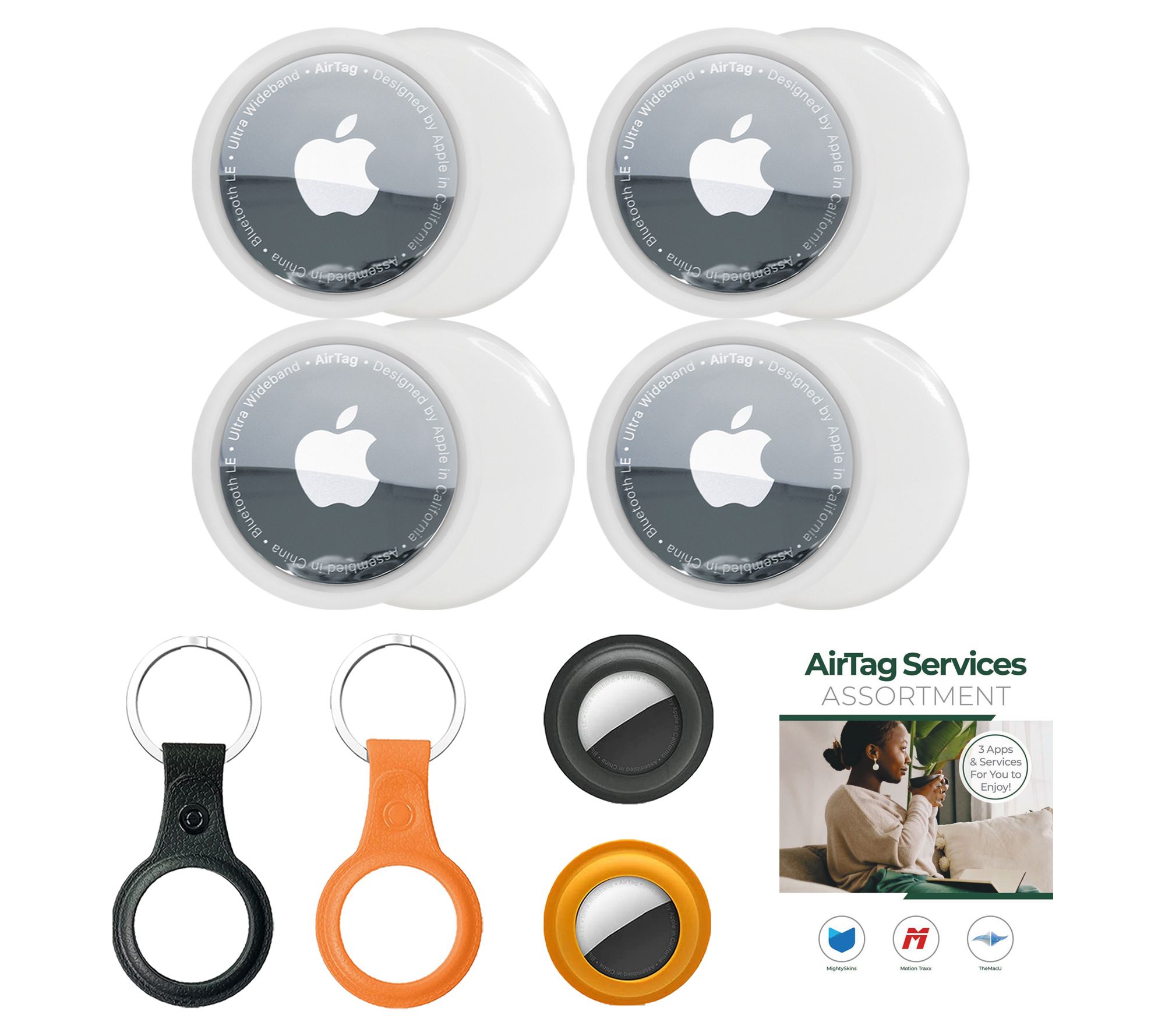 Apple AirTags 4-Pack with Keychain Silicone Case and Voucher 