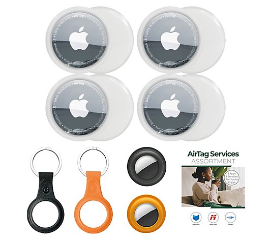 Apple AirTags 4-Pack with Keychain Silicone Case and Voucher 
